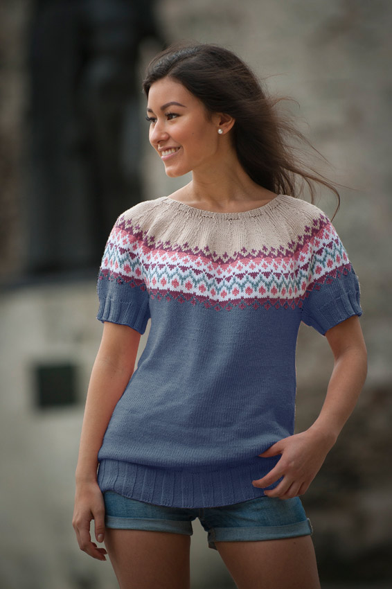 1706-7 Suna top jeansblå