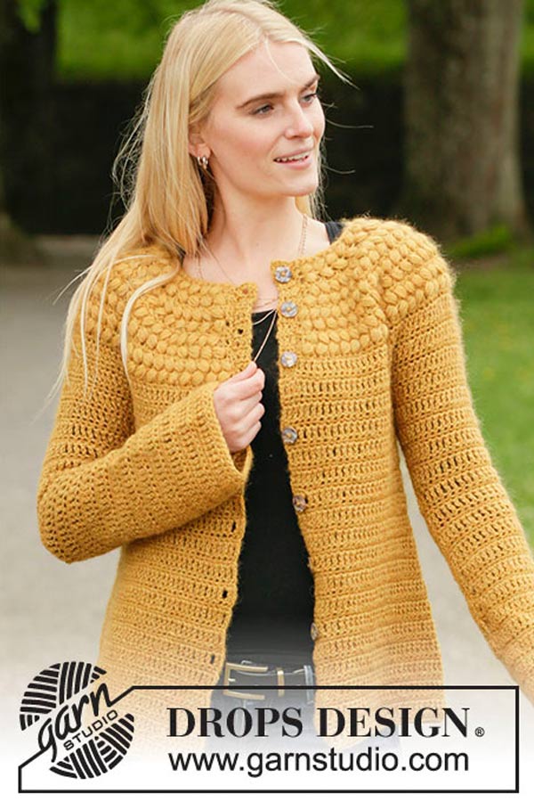 207-20 Autumn Gold virkad jacka