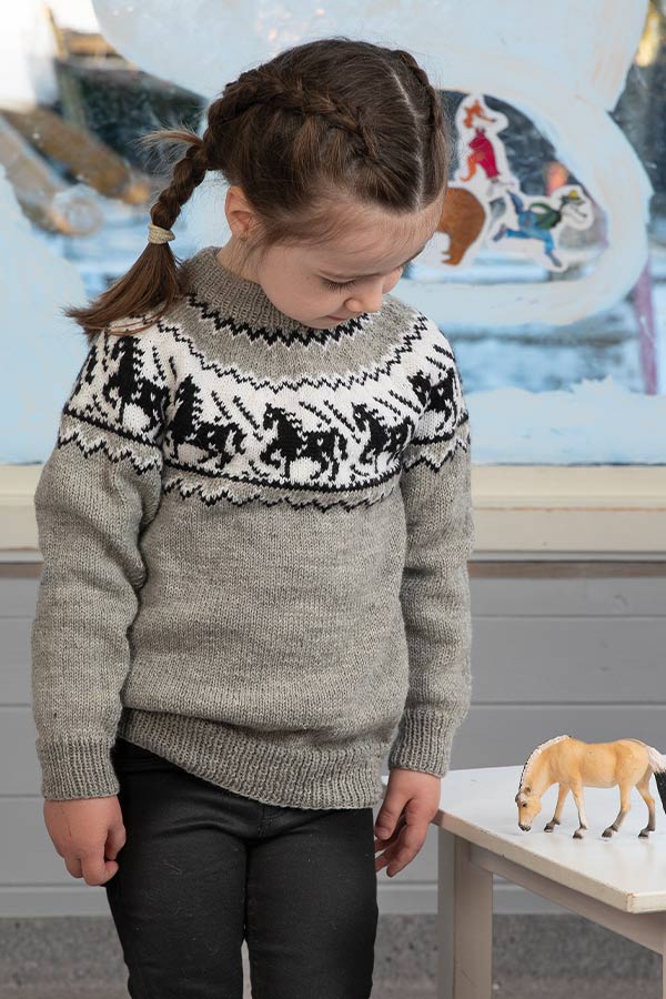 2110-9 Häst tröja ljus grå