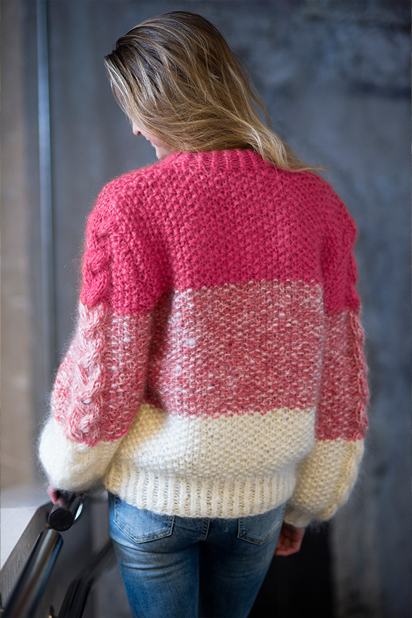 PIXIE genser natur/mørk rosa