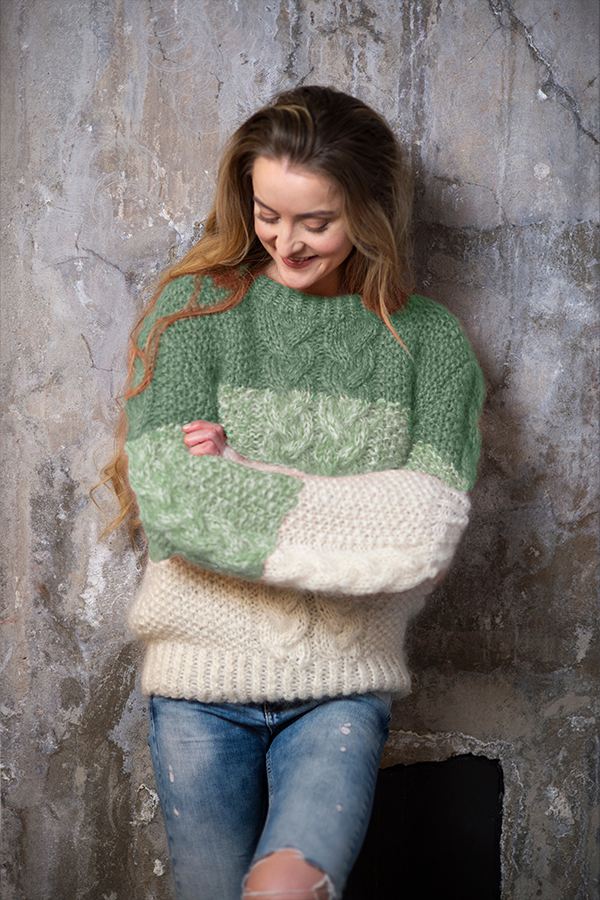 PIXIE genser natur/jadegrønn