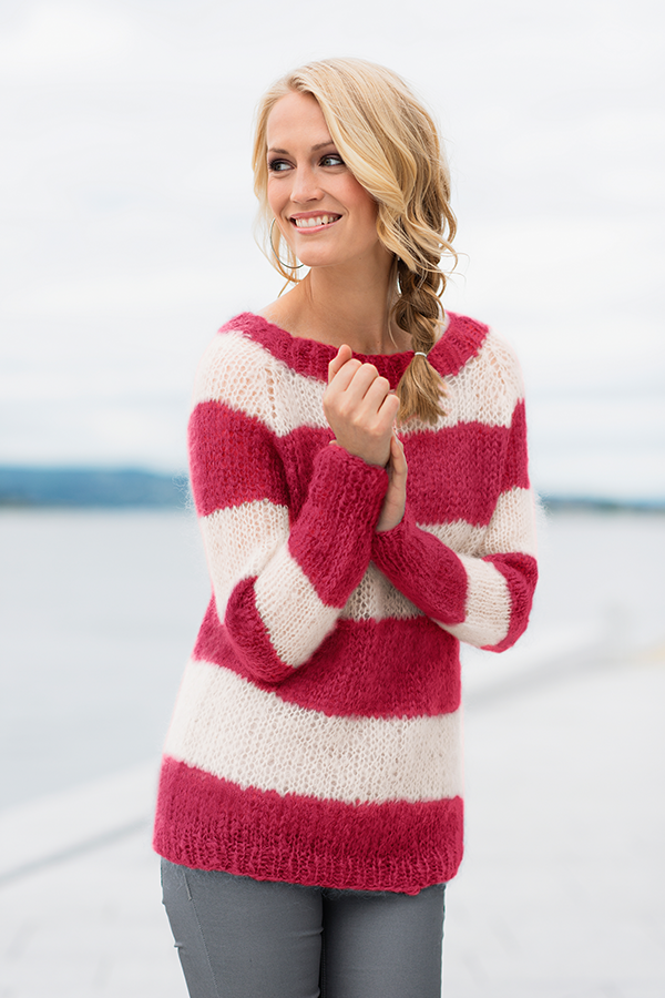 ACNE genser mørk rosa/hvit