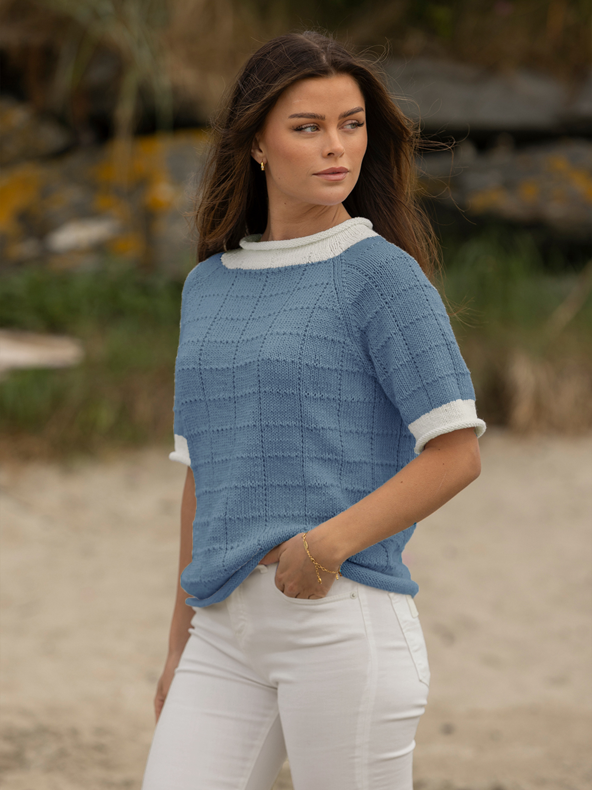 2423-3 Angelin t-skjorte jeansblå