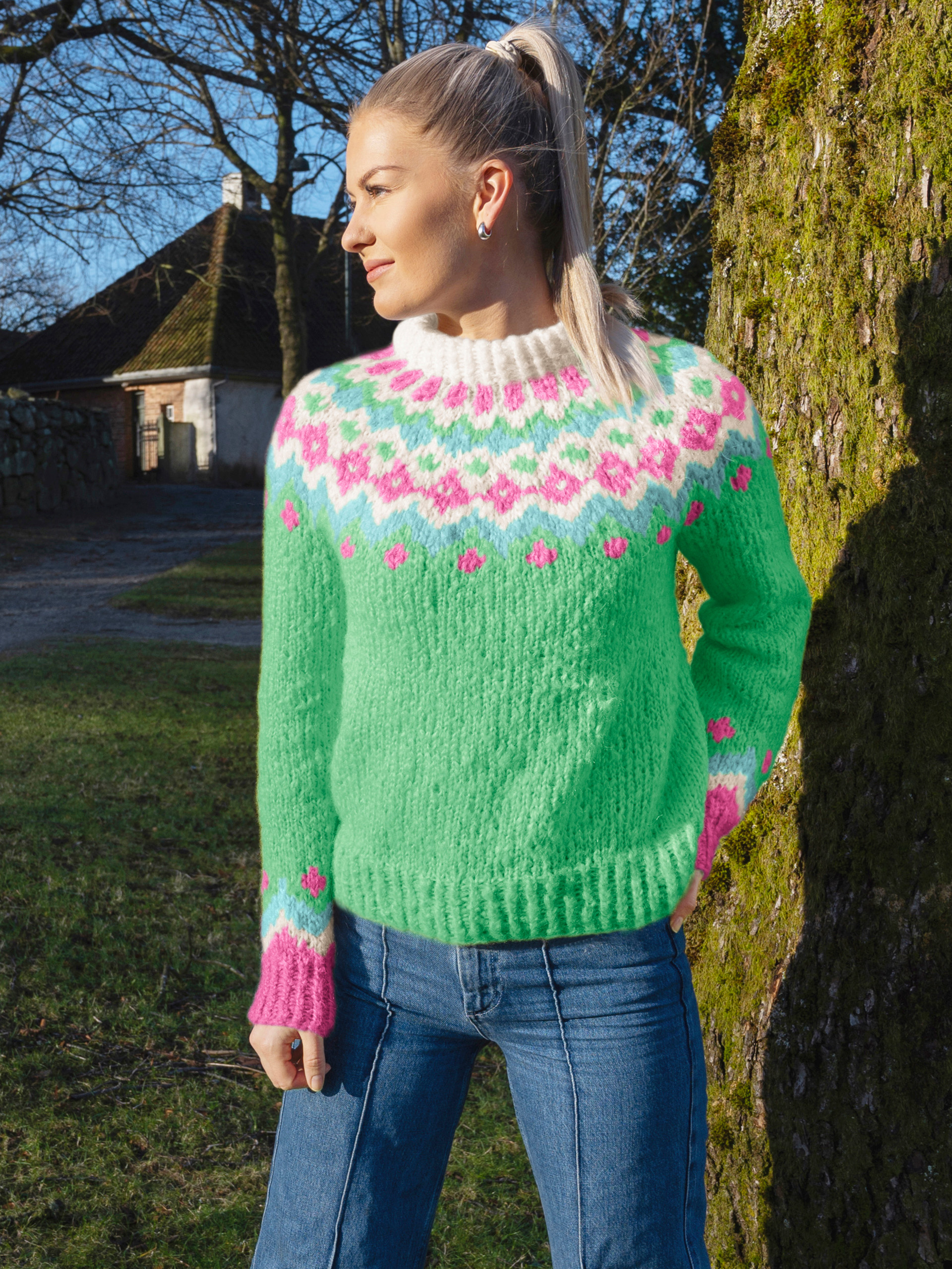 290-14F Fasett afterski genser