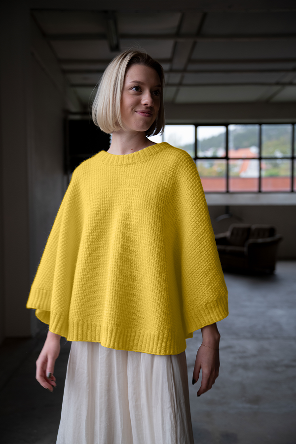 443-19c Florence poncho och halstub gul