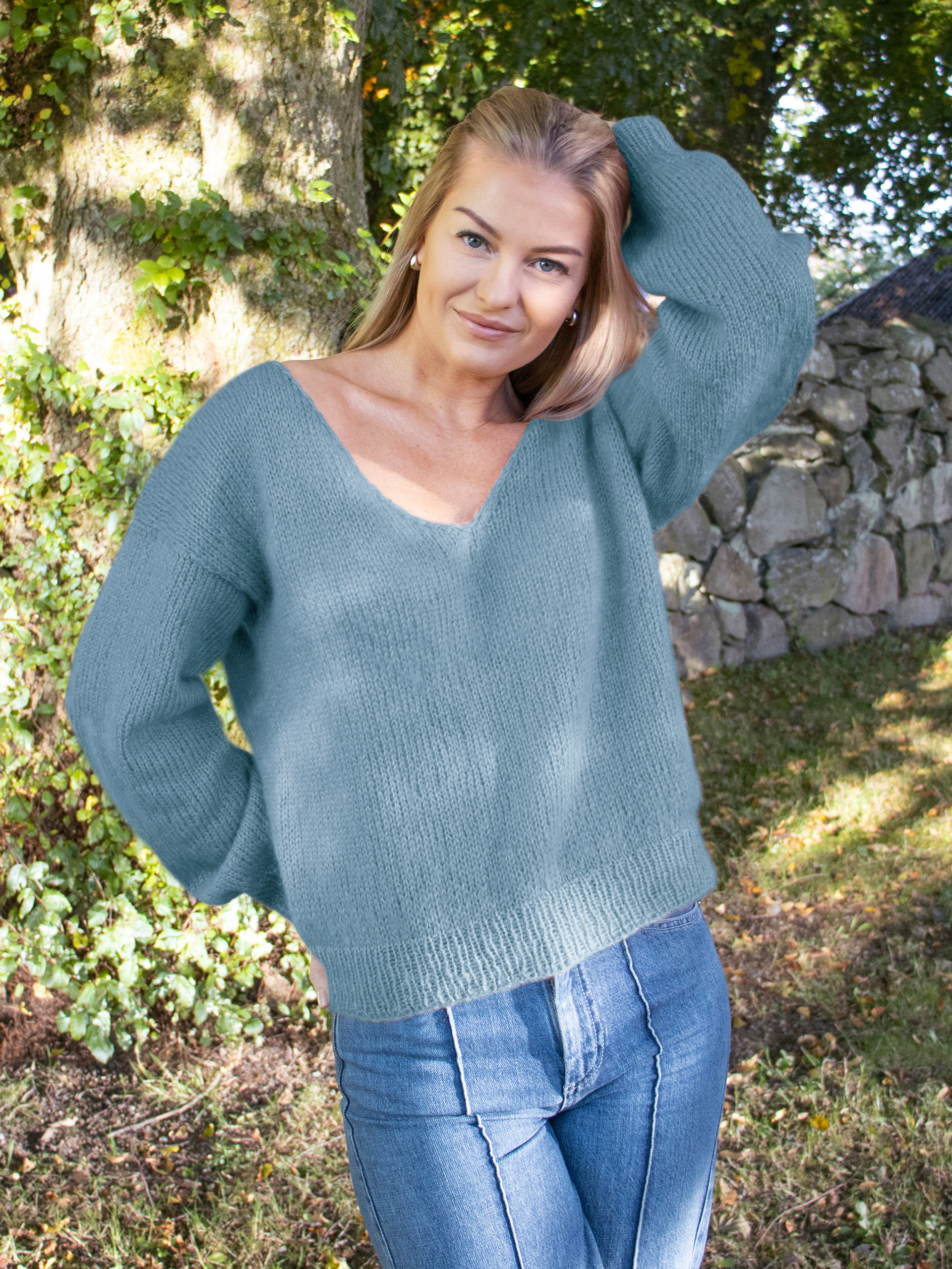 454-16ac Amanda genser (Kidsilk Erle)