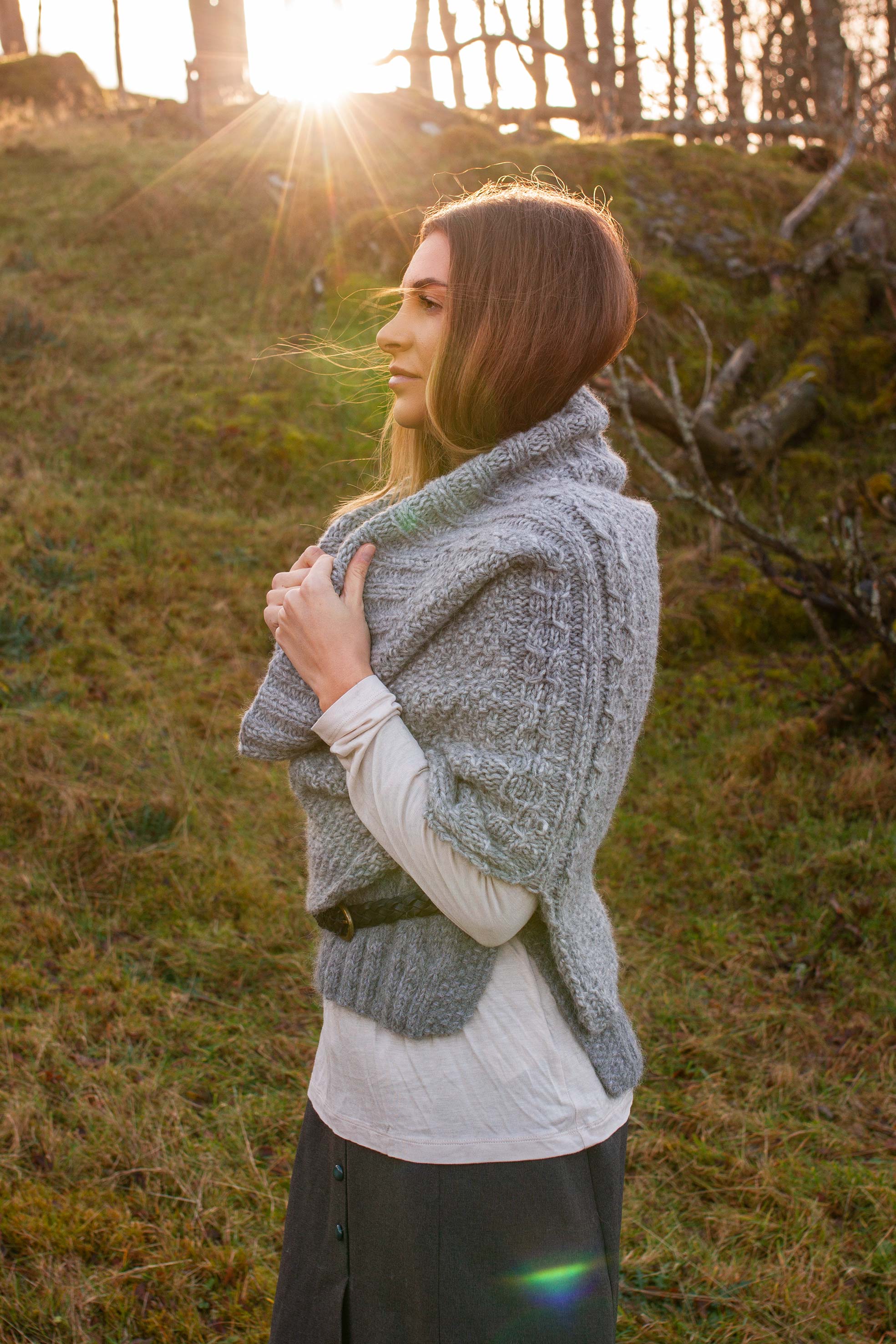 ARINN poncho gråmelererad