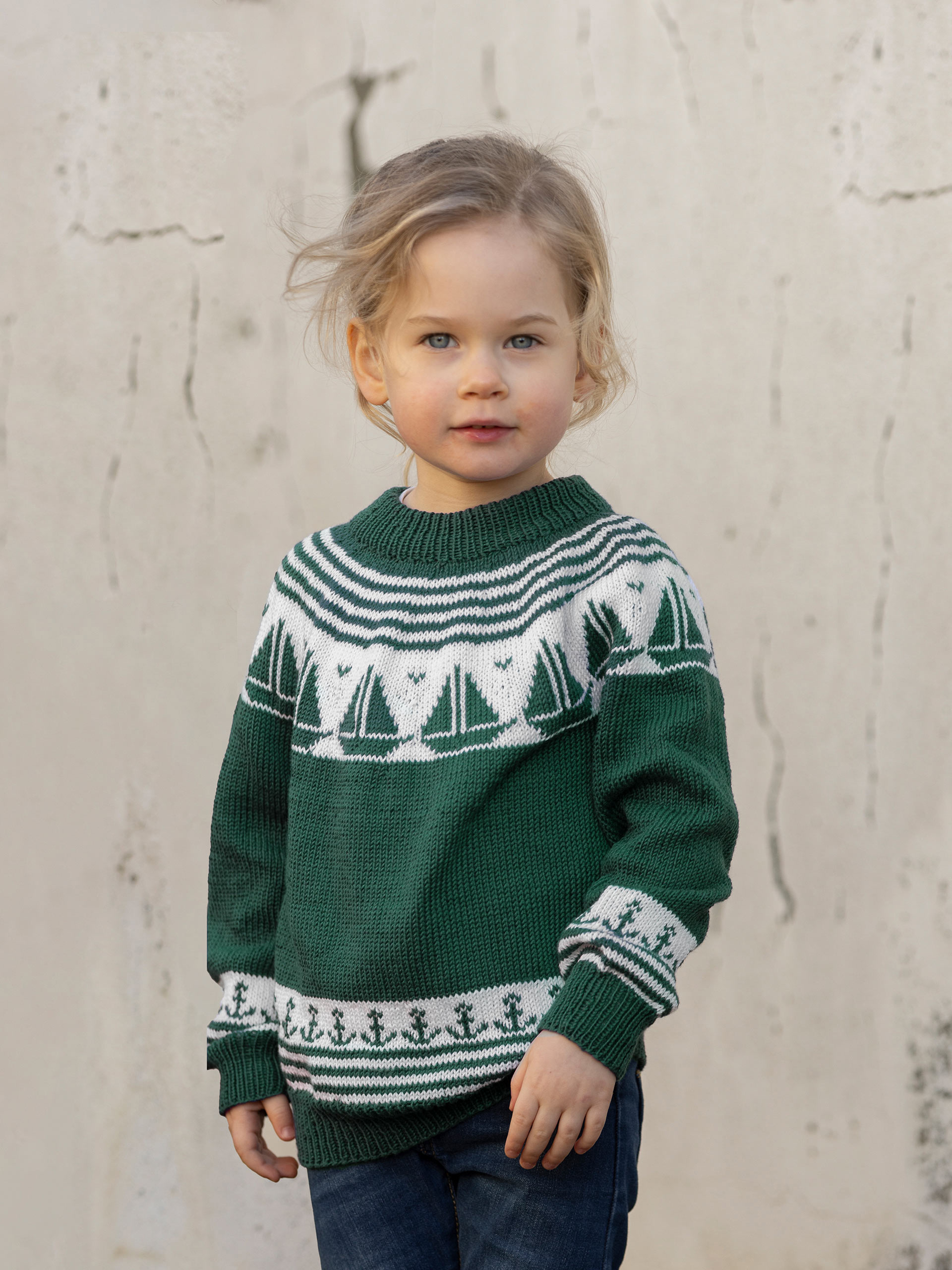 Båtgenser mørk grønn