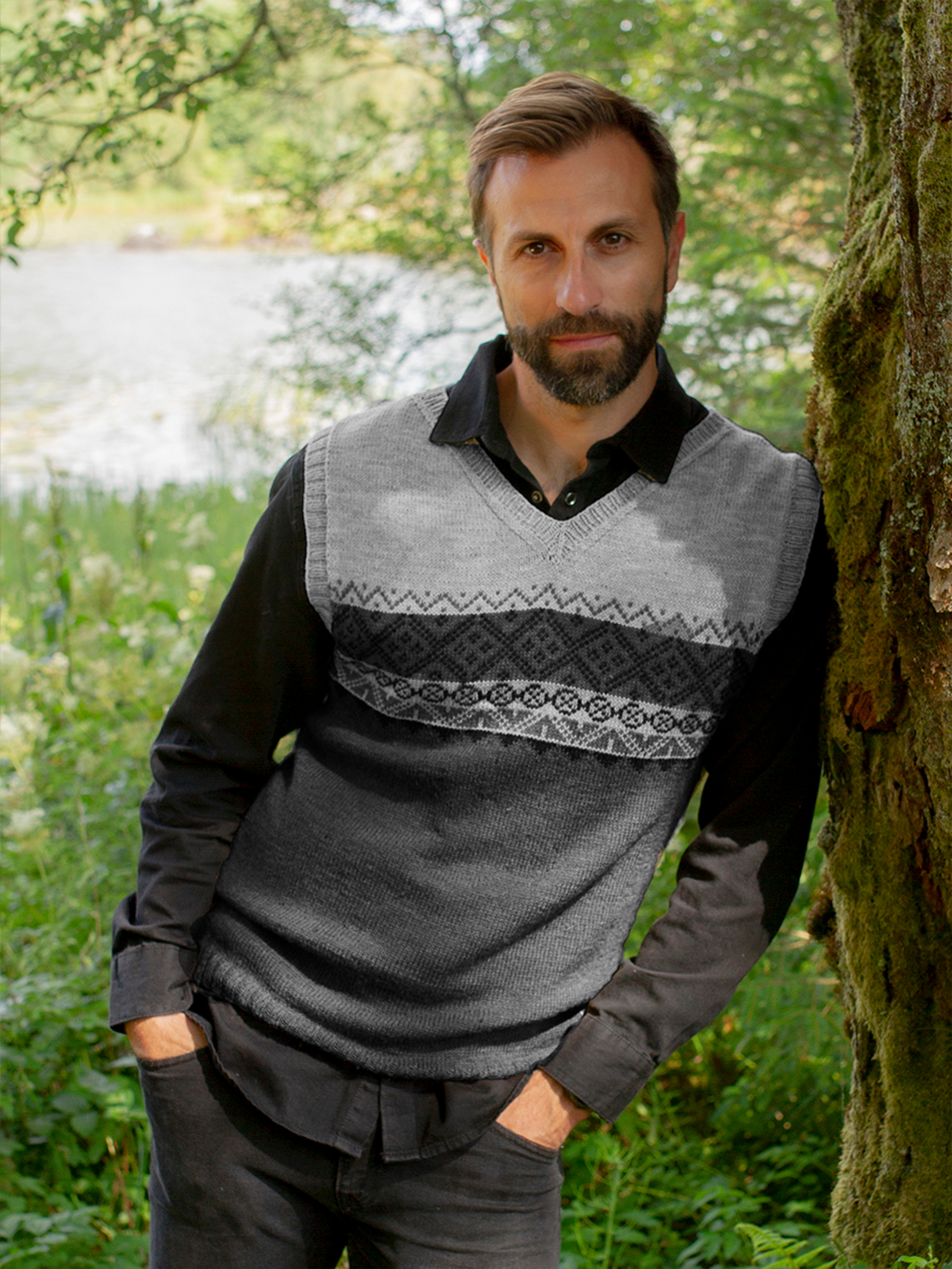 Birk väst gråmelerad