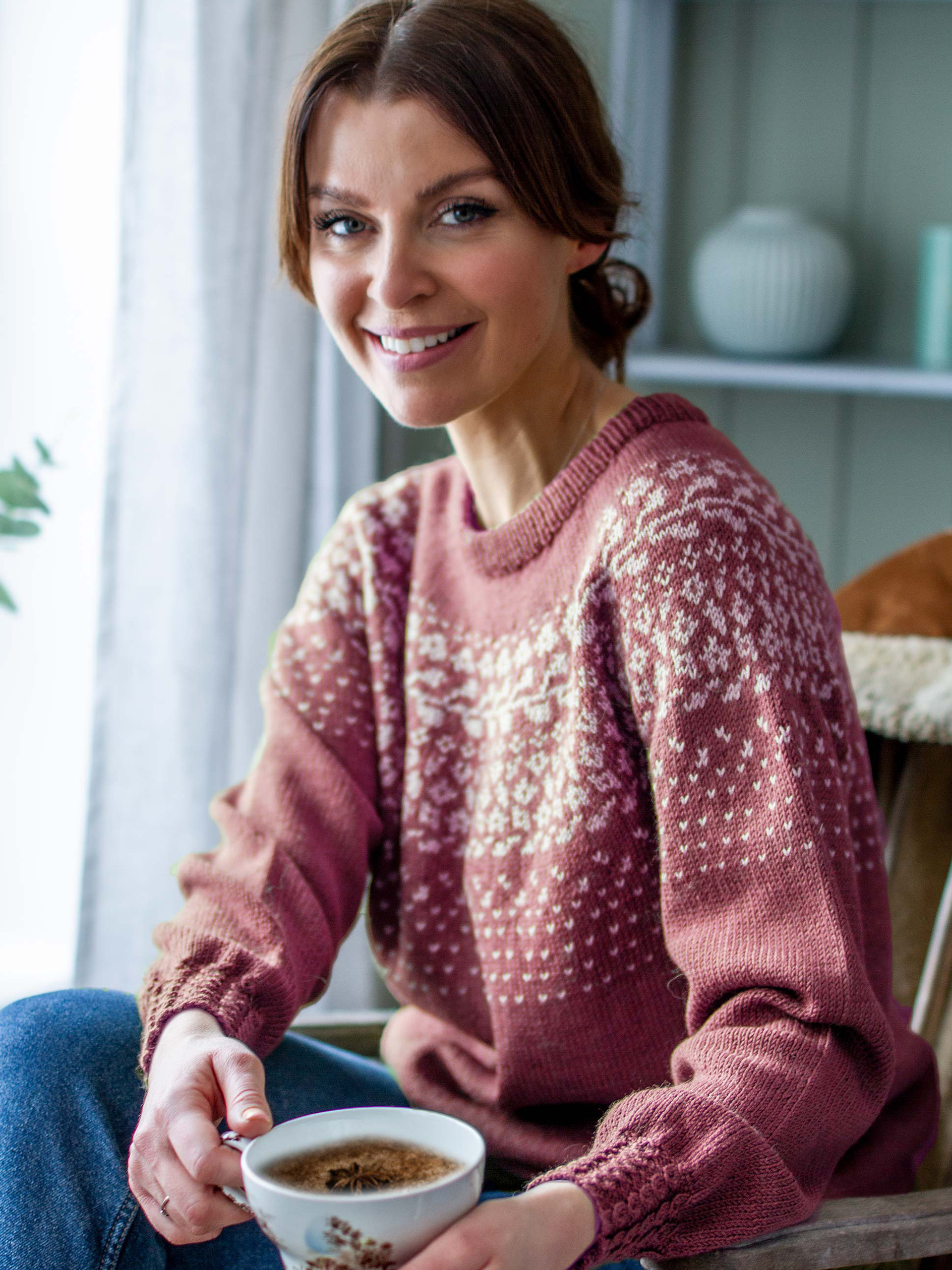 BLOMSTRING tröja brunrosa/lugnt Persika