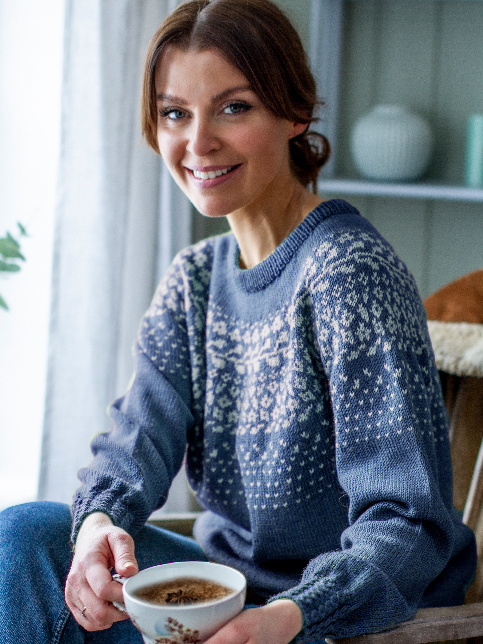 BLOMSTRING tröja denim/lys blå