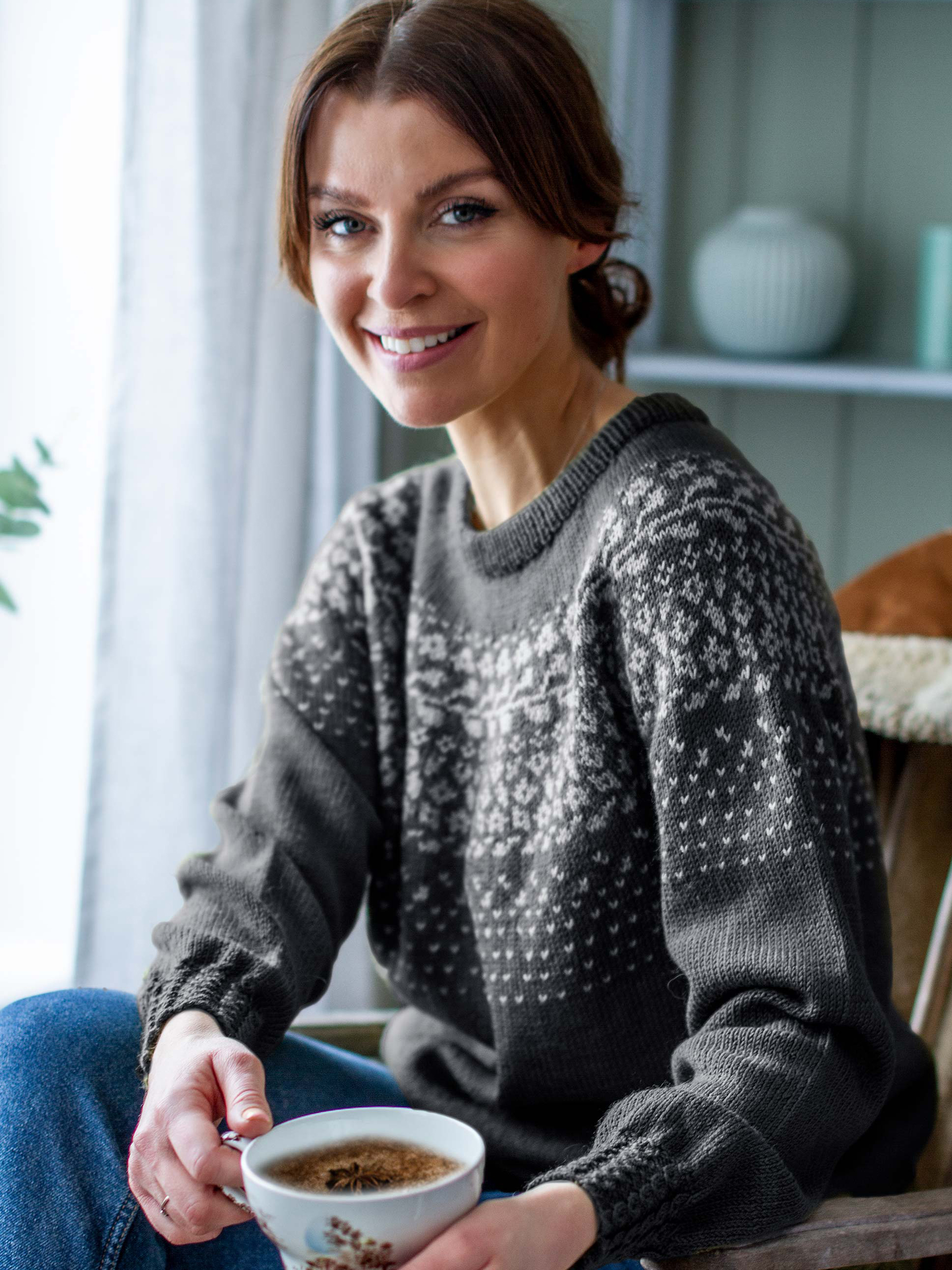 BLOMSTRING tröja koksgrå/ljus grå