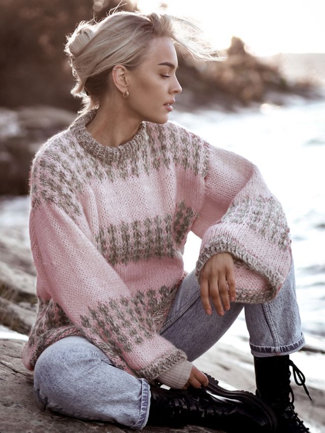 Charlie Saga tröja puderrosa/beige