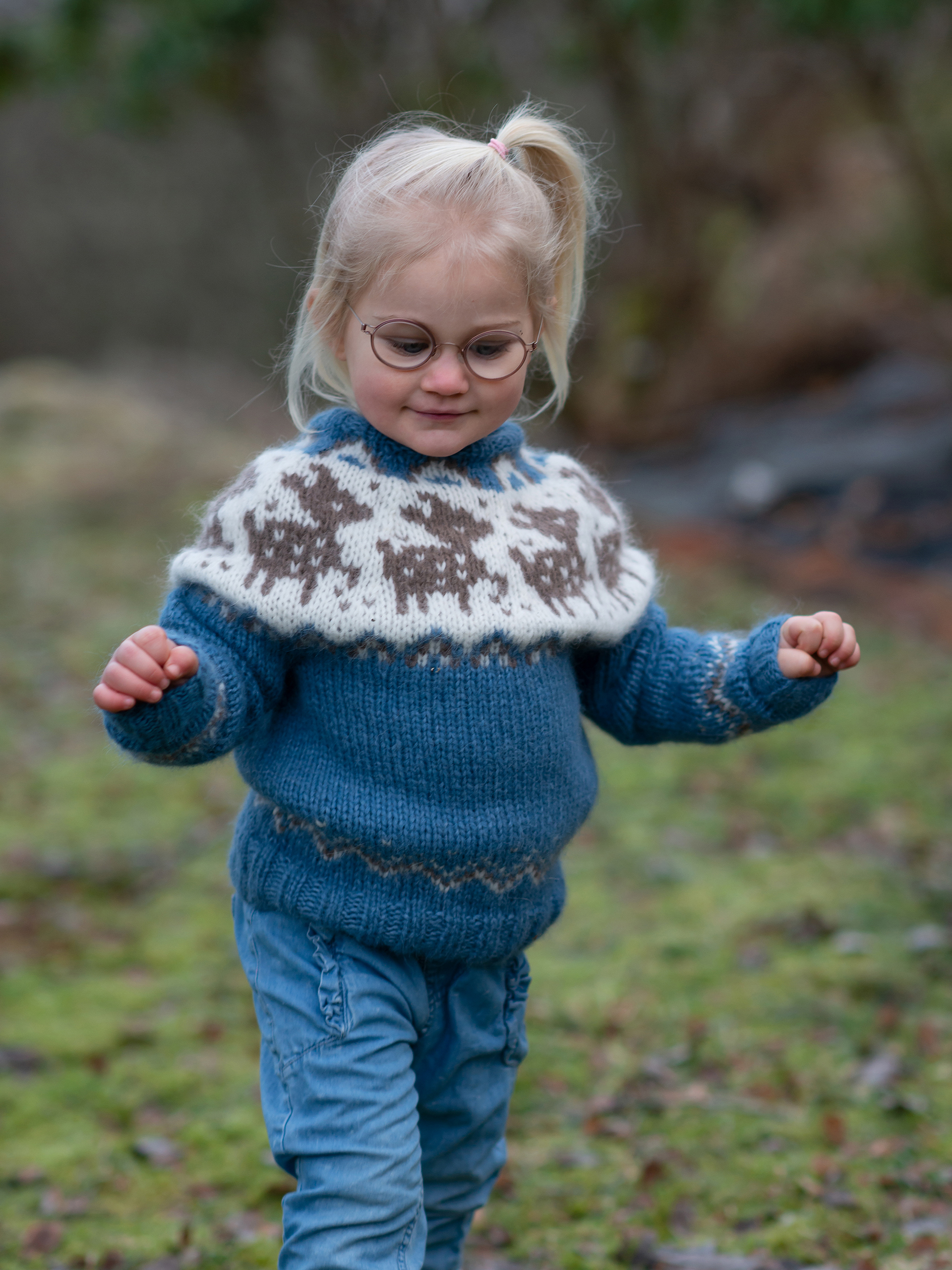 Deer tröja barn ljus jeansblå