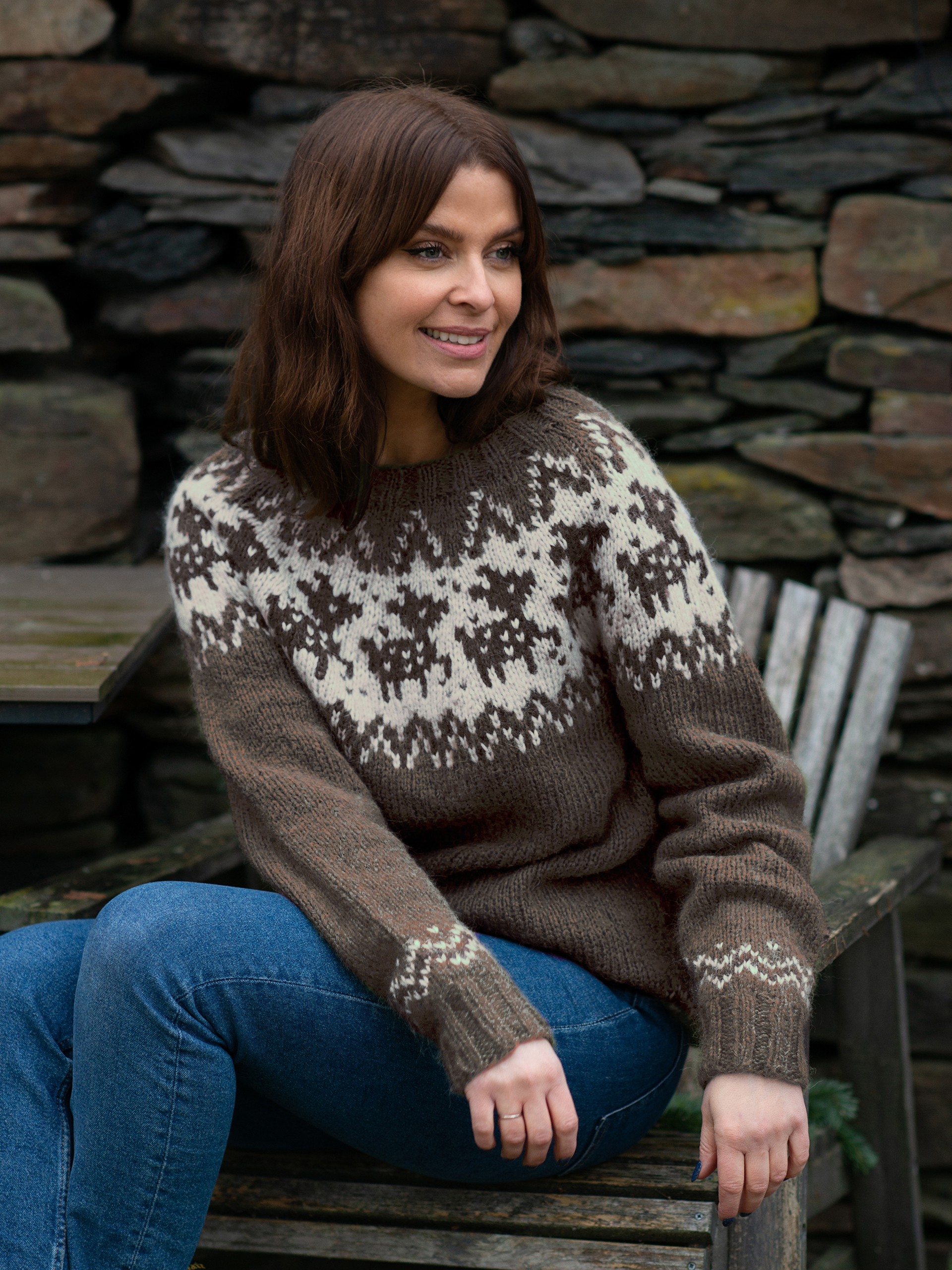 Deer tröja dam brun