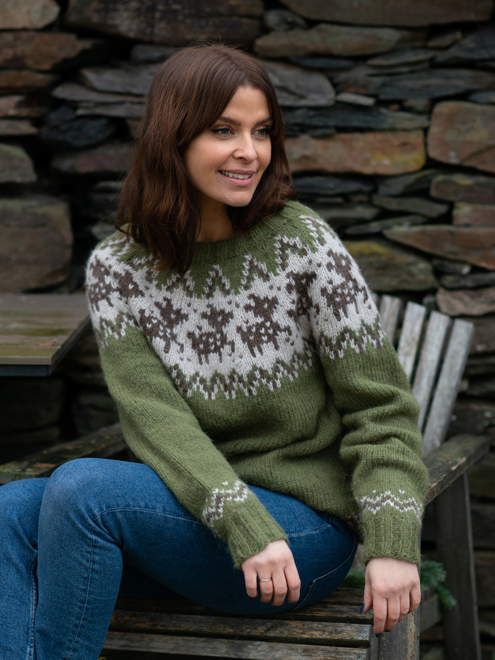 Deer tröja dam grön