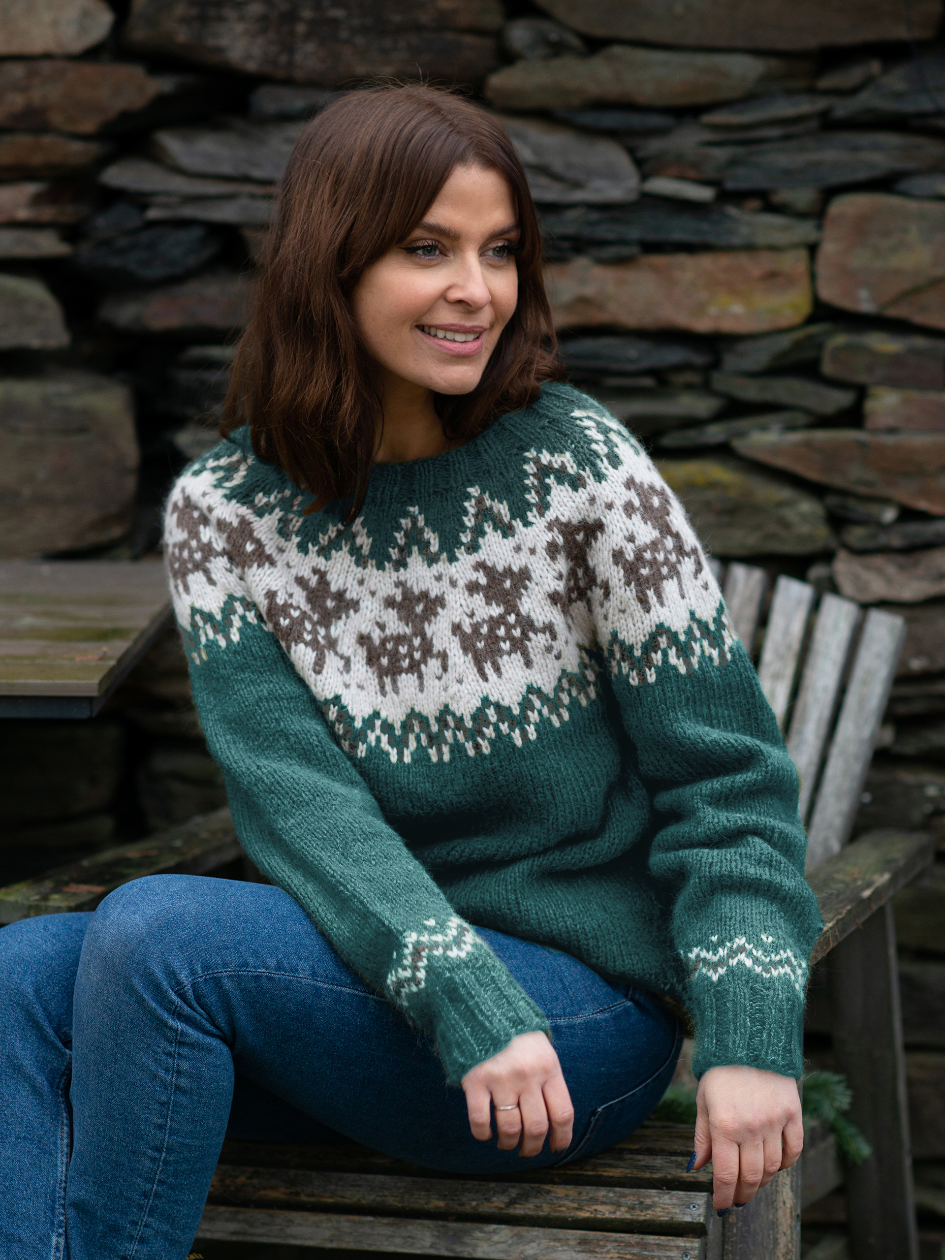 Deer tröja dam petrol