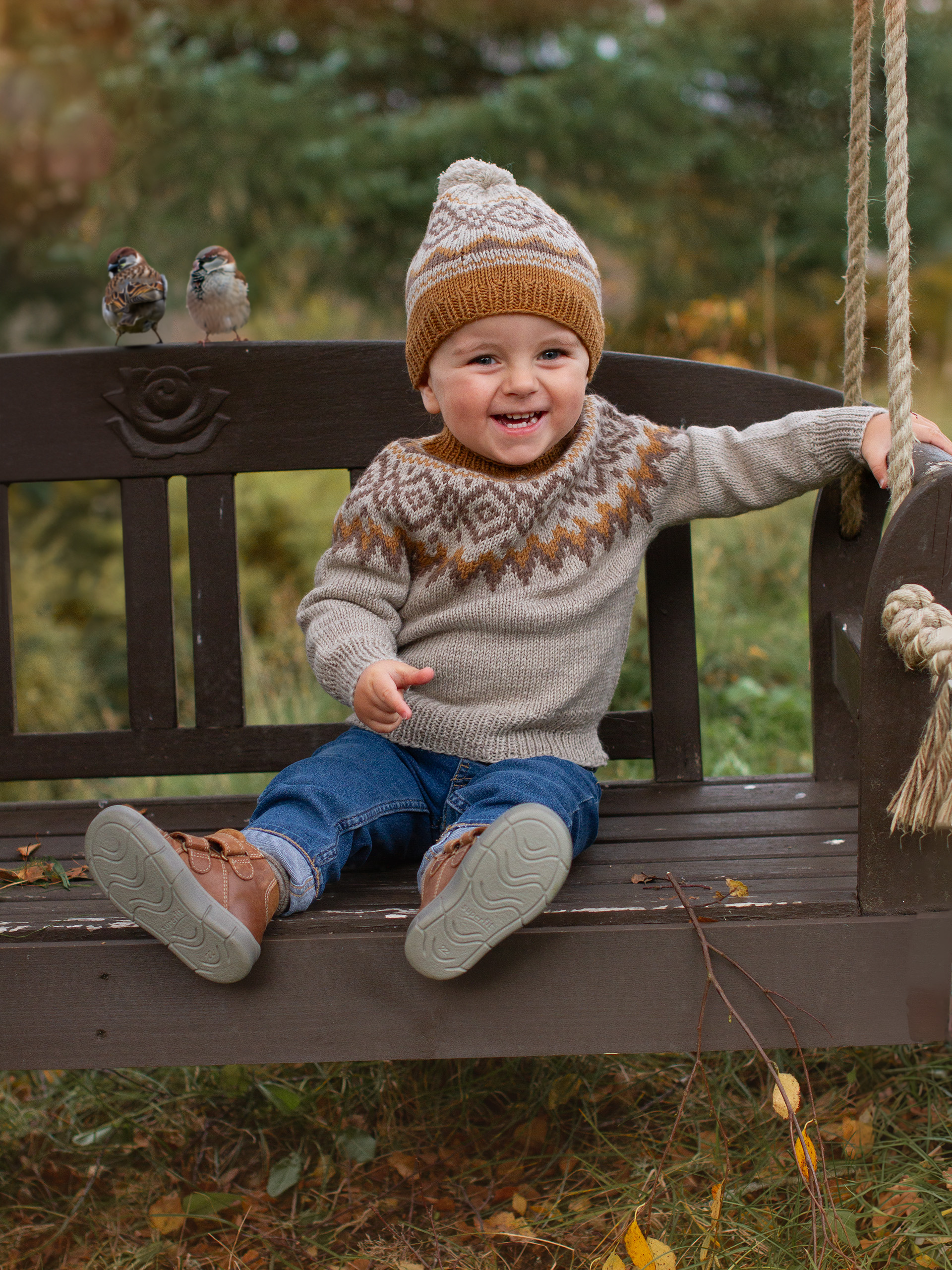 DRIV tröja & mössa gråbeige melerad