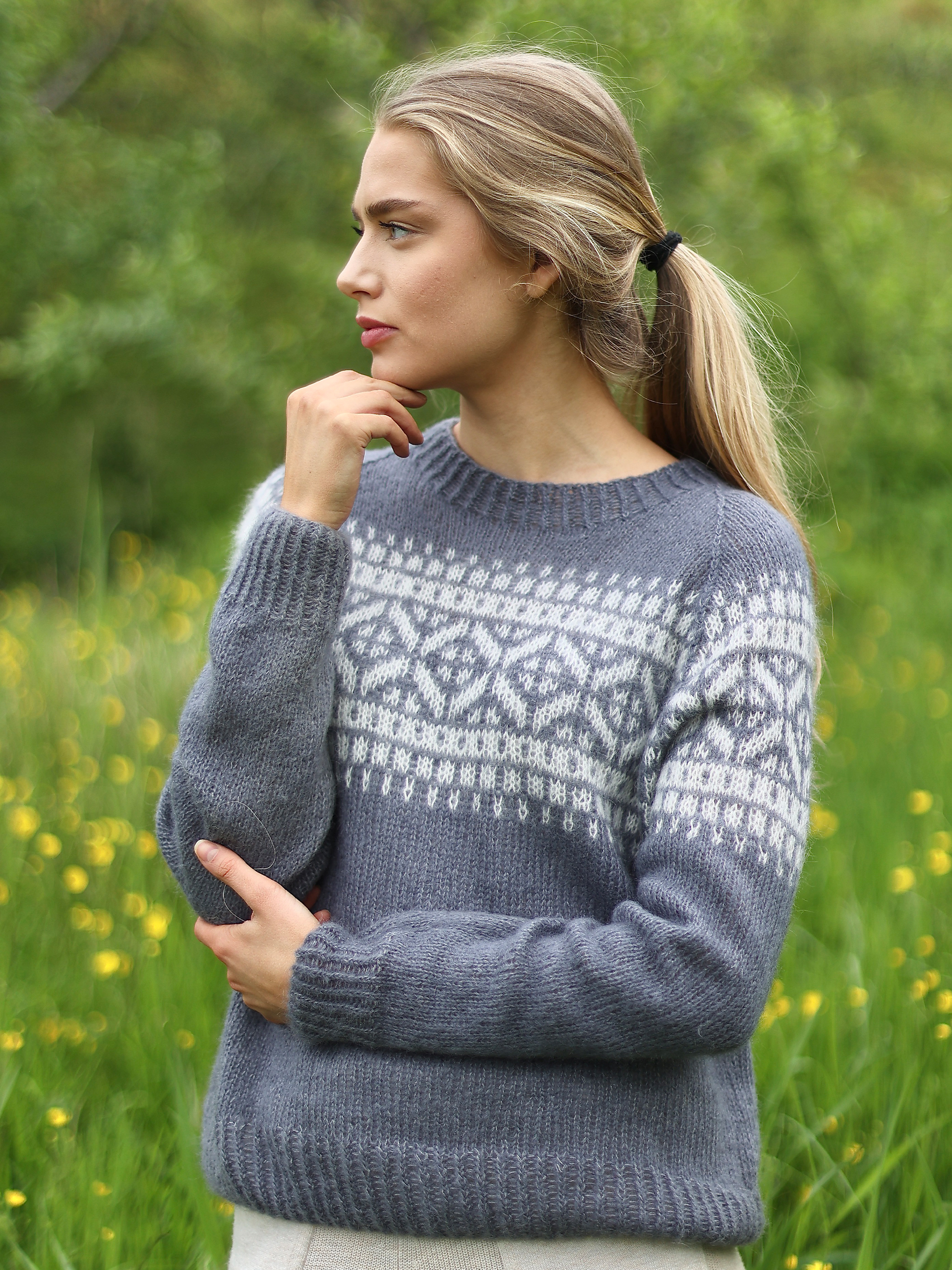 DUSTY tröja gråblå