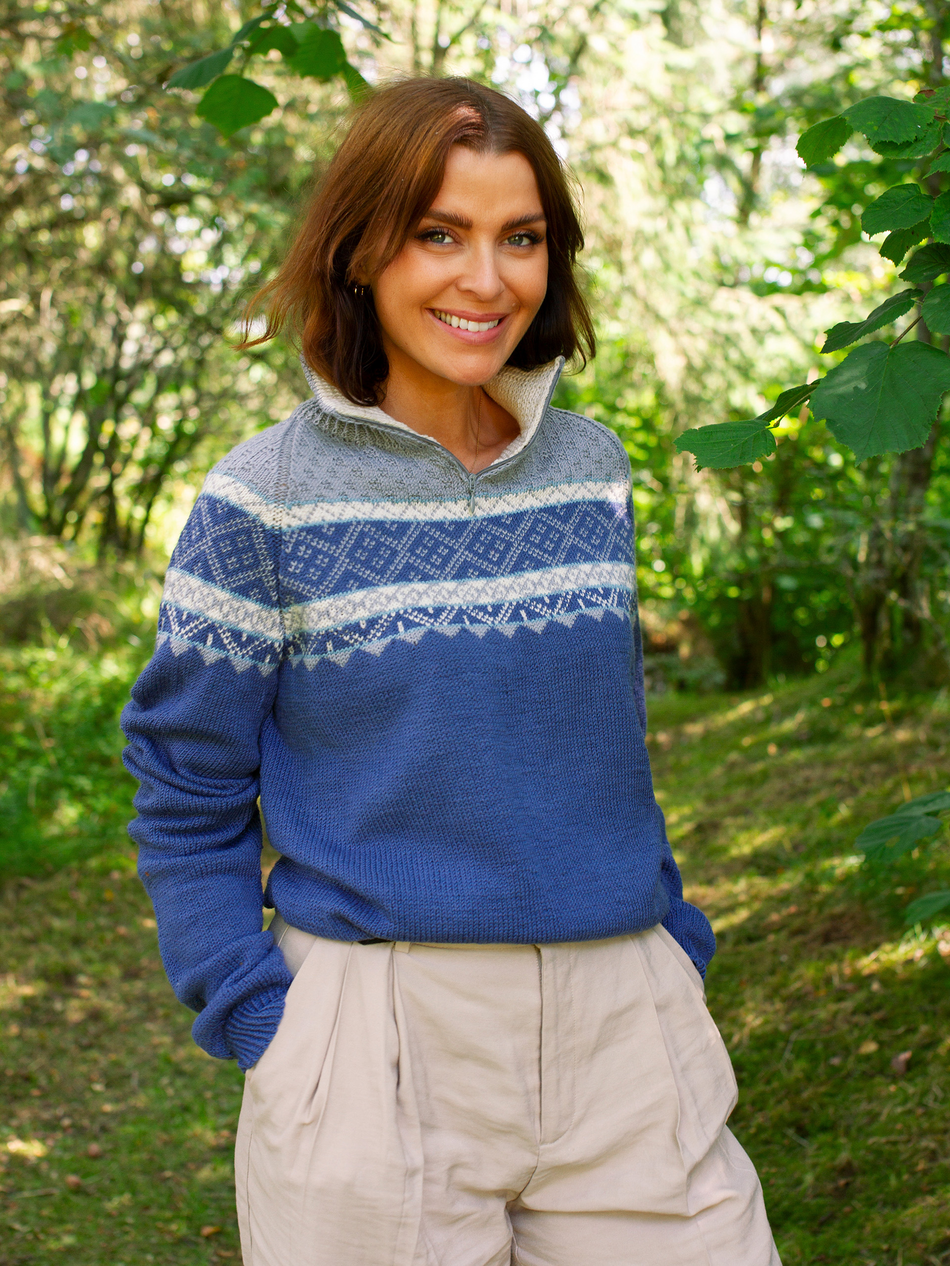 Ein zip-tröja denim/grå