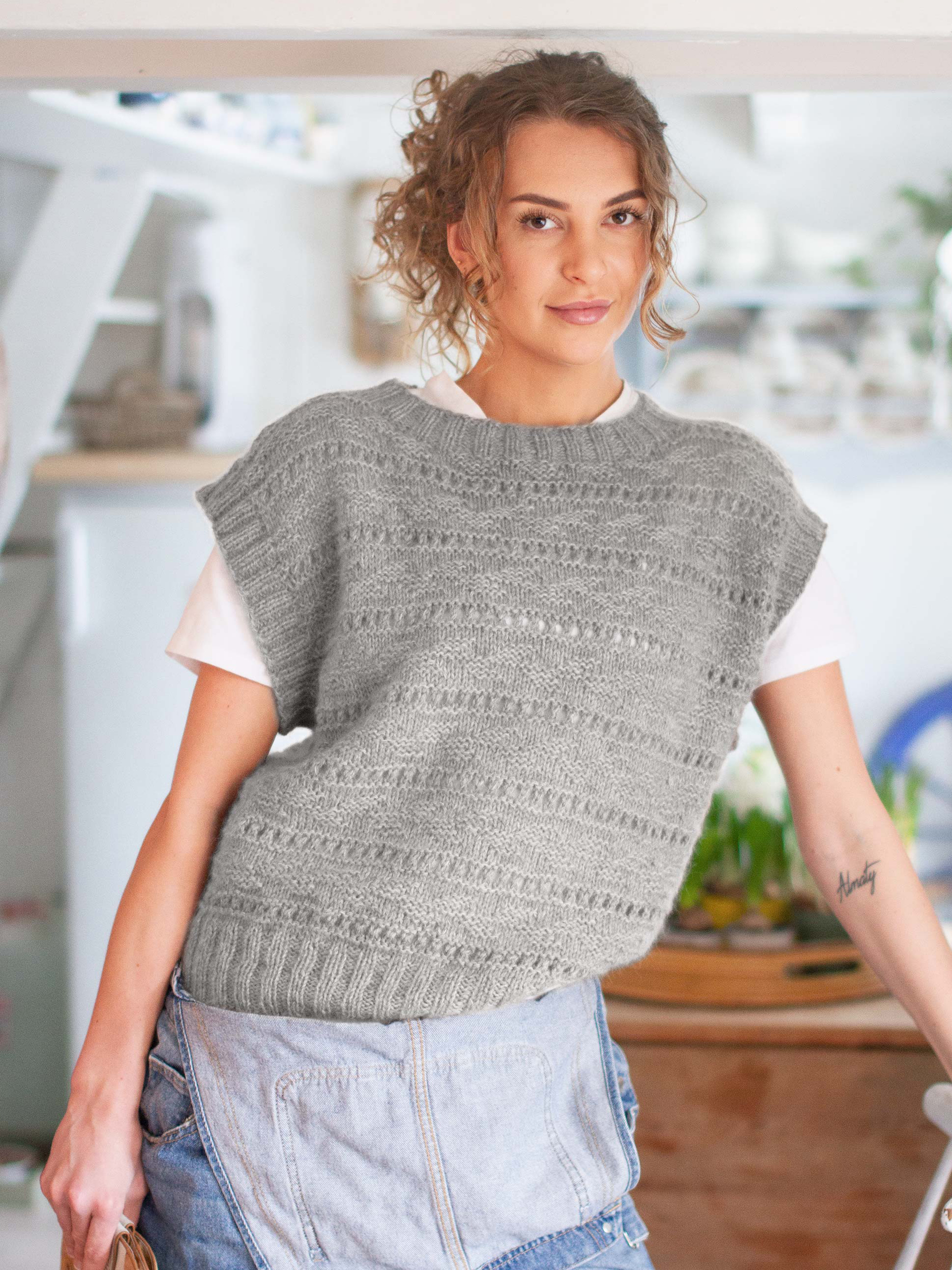 Englamark väst ljus grå melerad