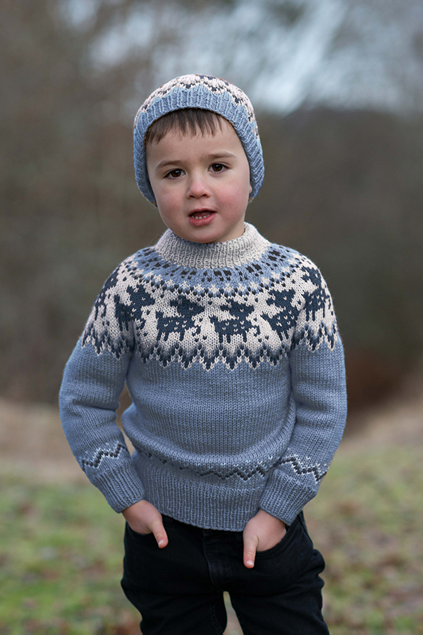 Fauna tröja och mössa ljus blå