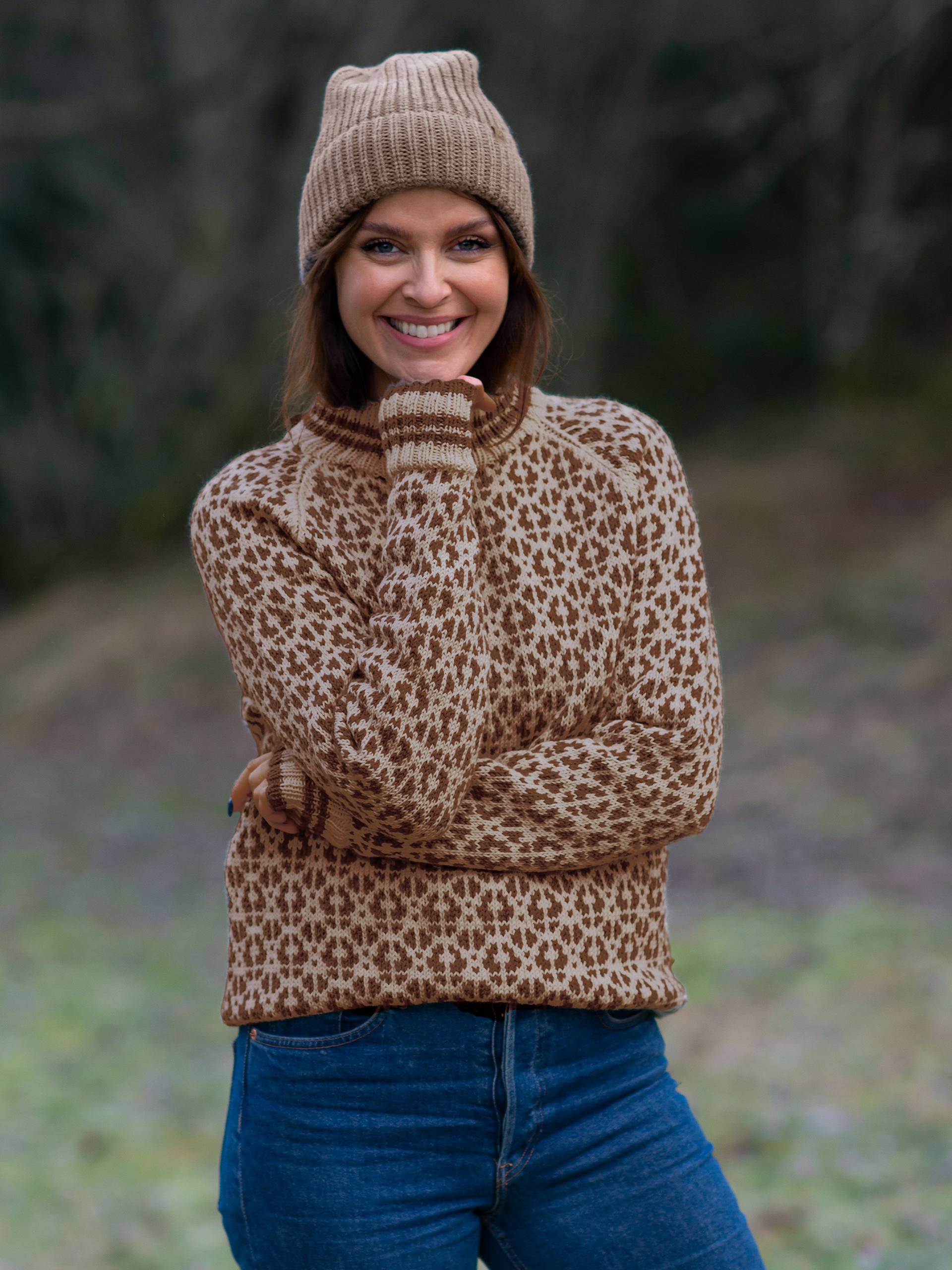 Flokk tröja dam beige/rostbrun