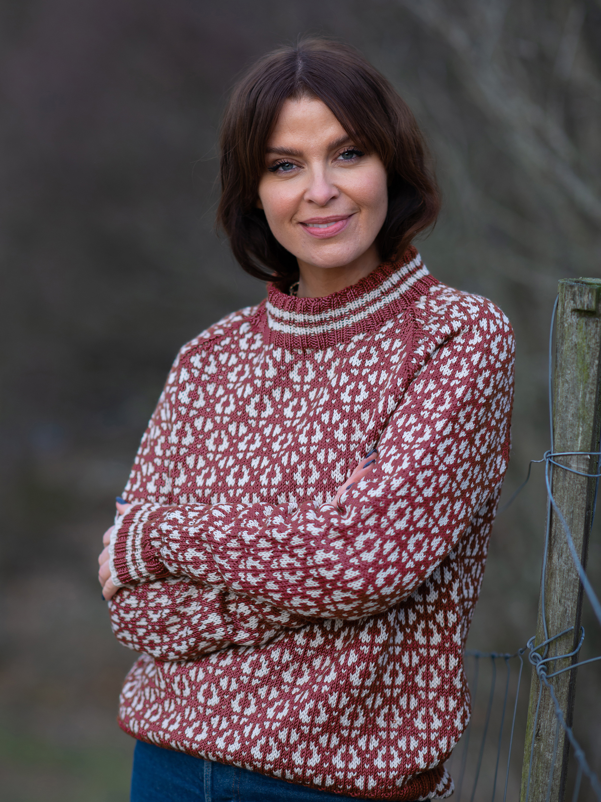 Flokk tröja dam brunrosa/kitt