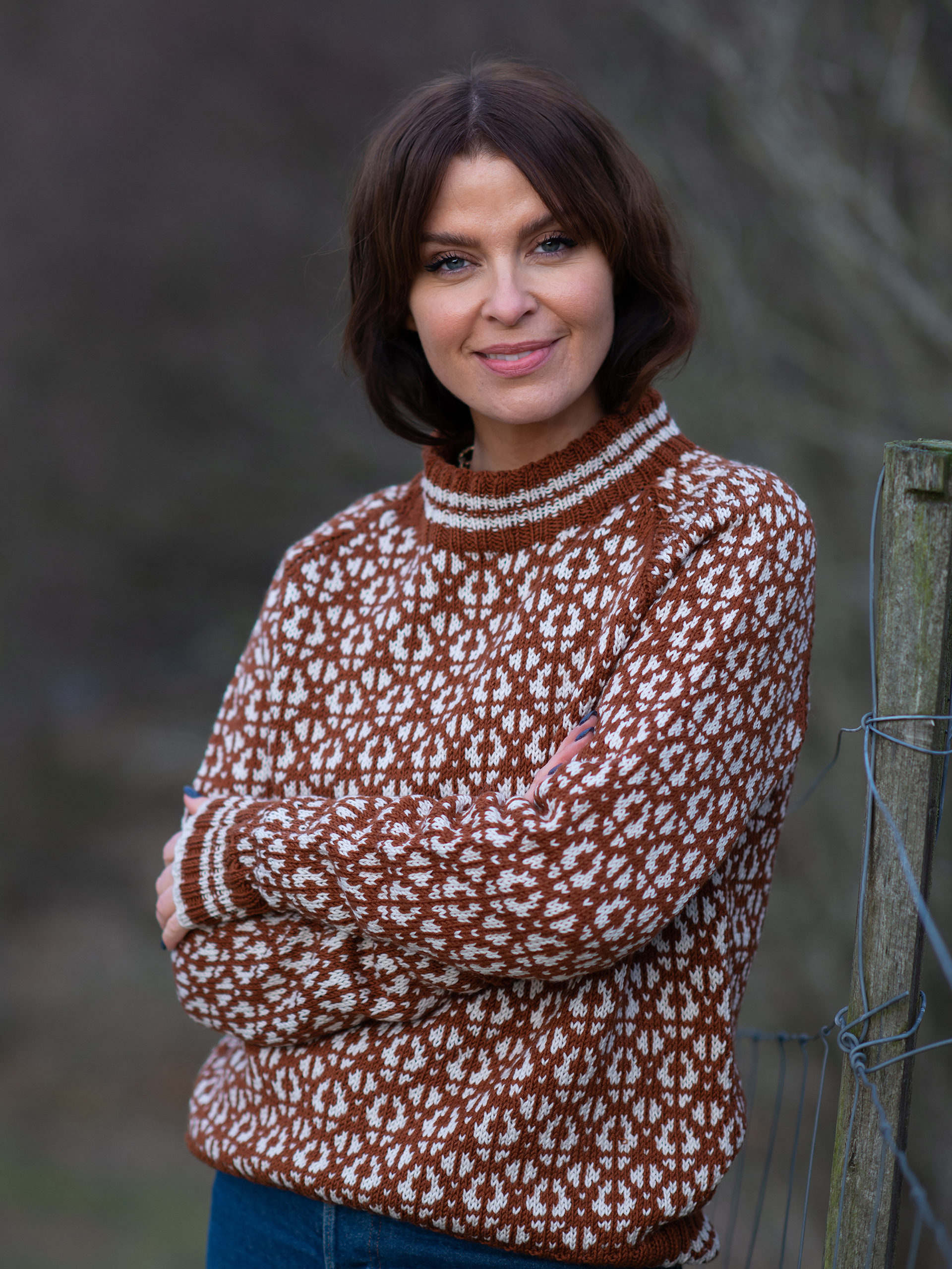 Flokk tröja dam rostbrun/kitt