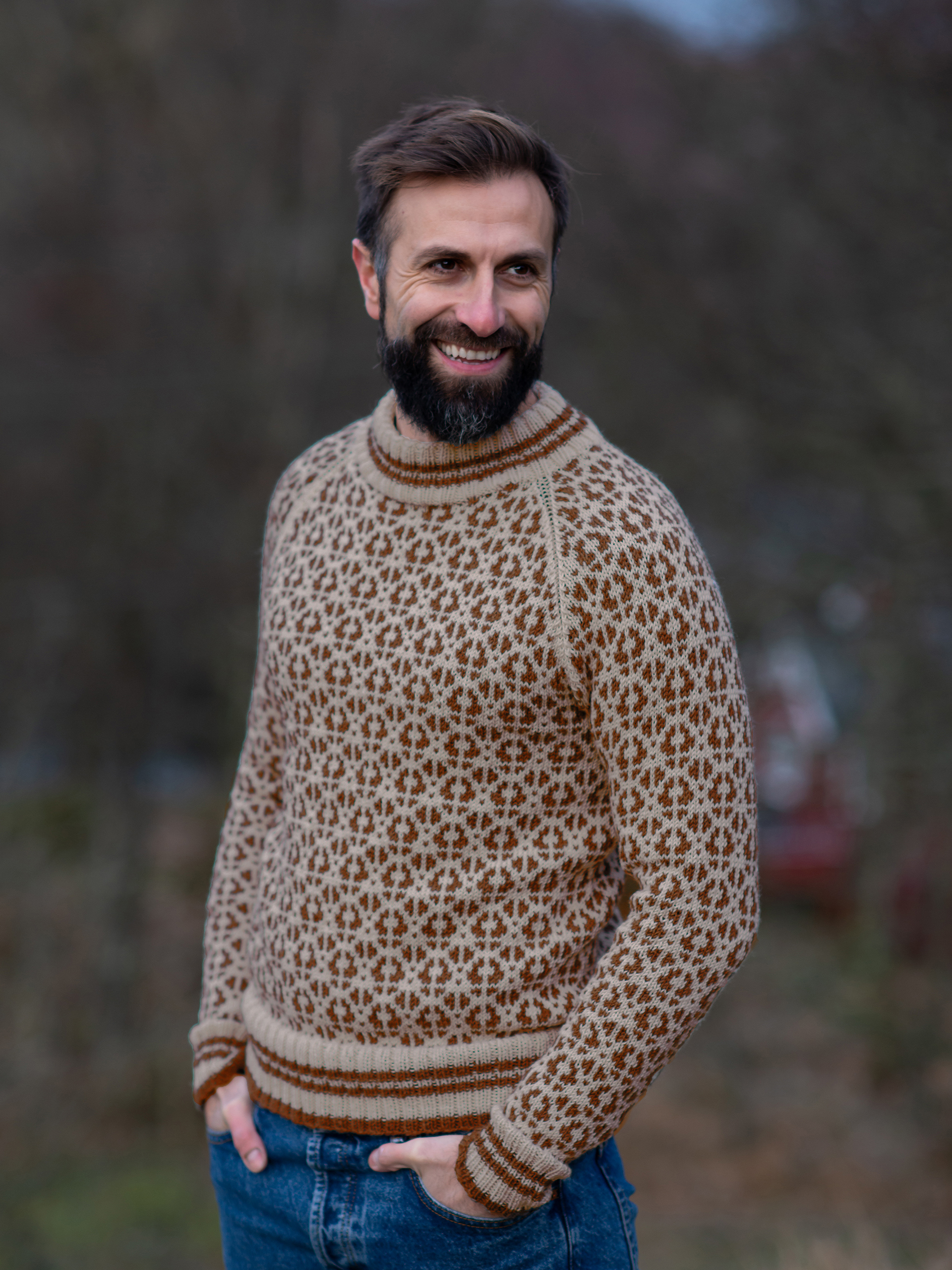 Flokk tröja herr beige/rostbrun