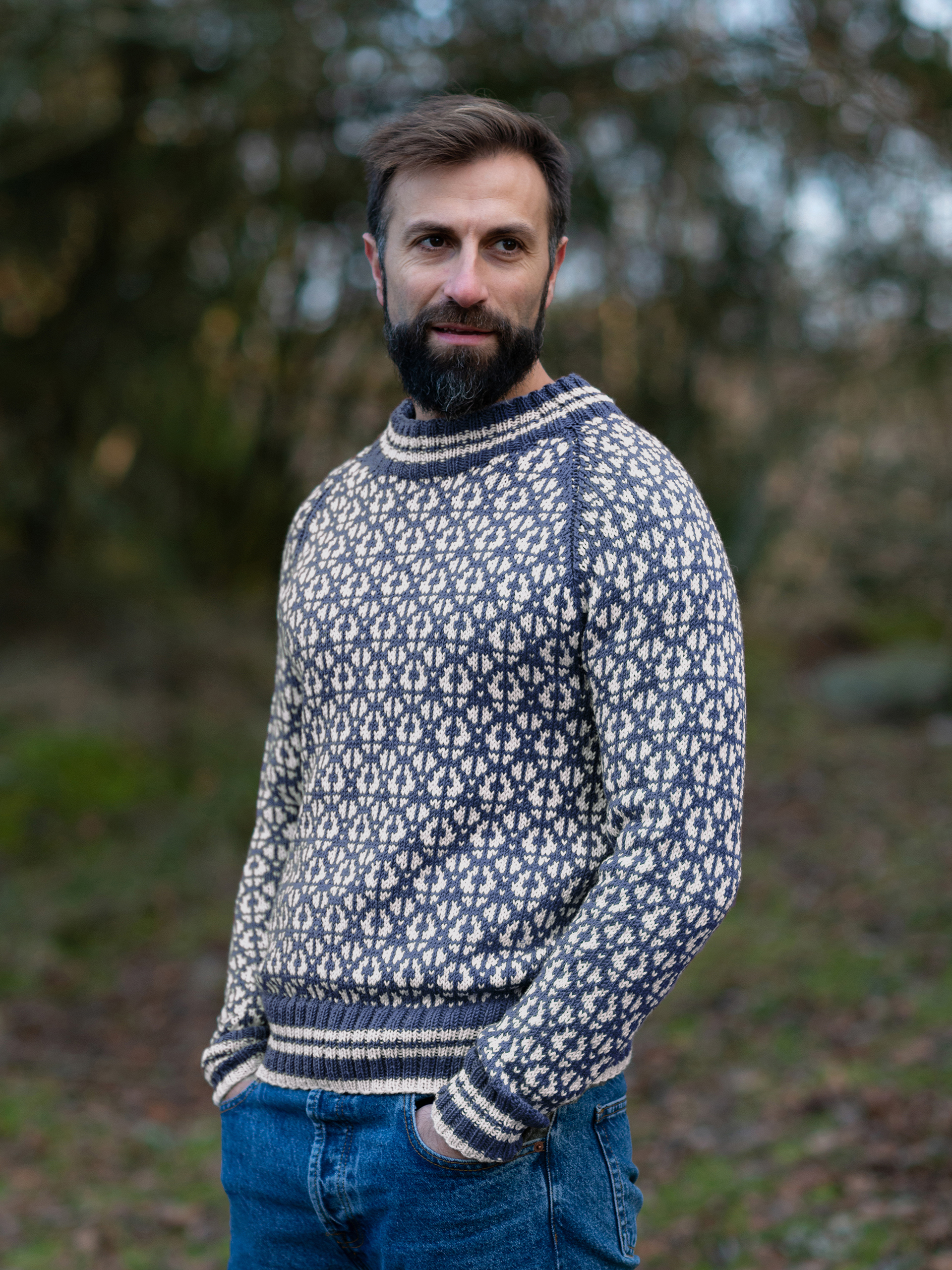 Flokk tröja herr denim/kitt