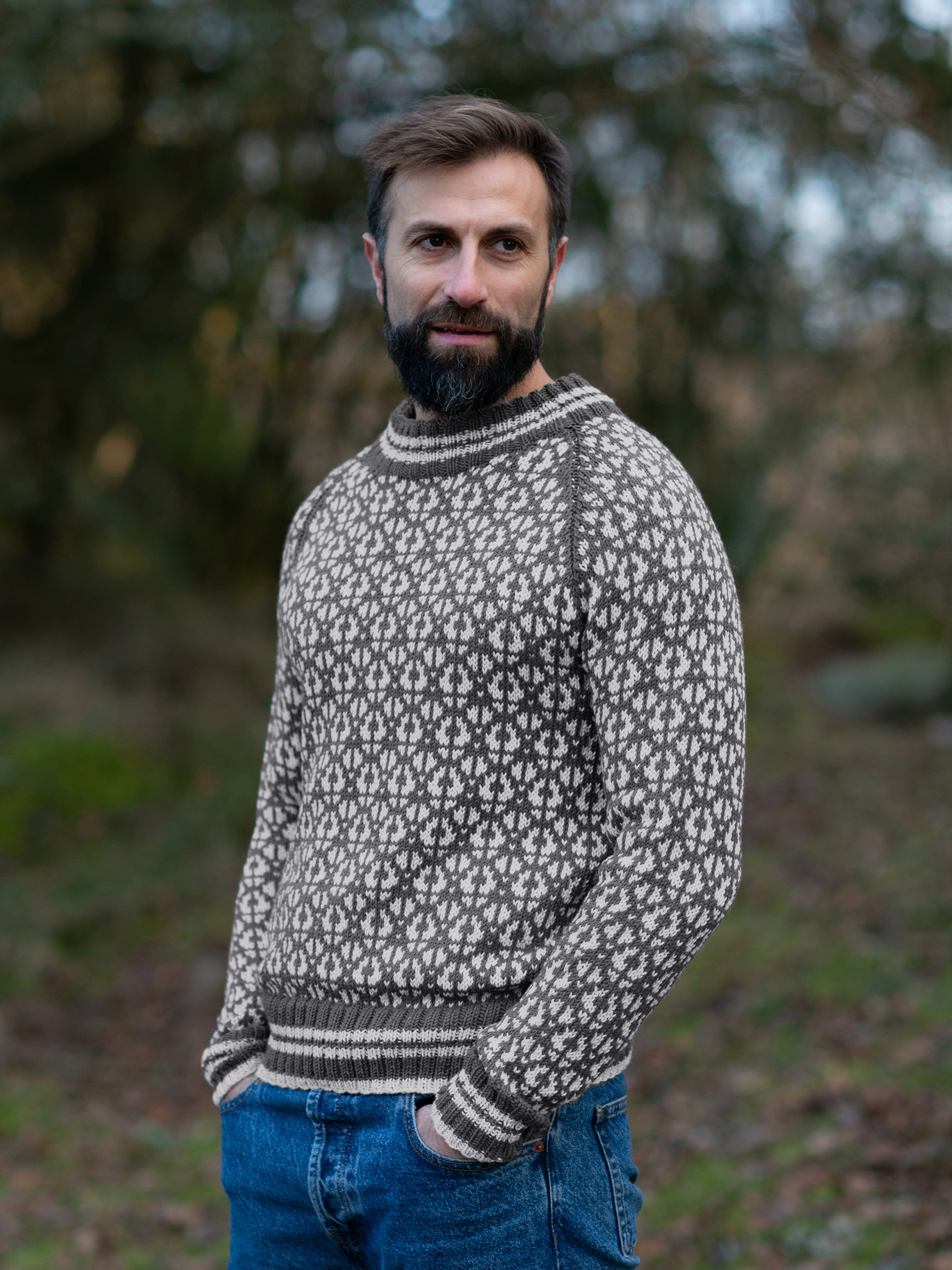 Flokk tröja herr gråmelerad/kitt