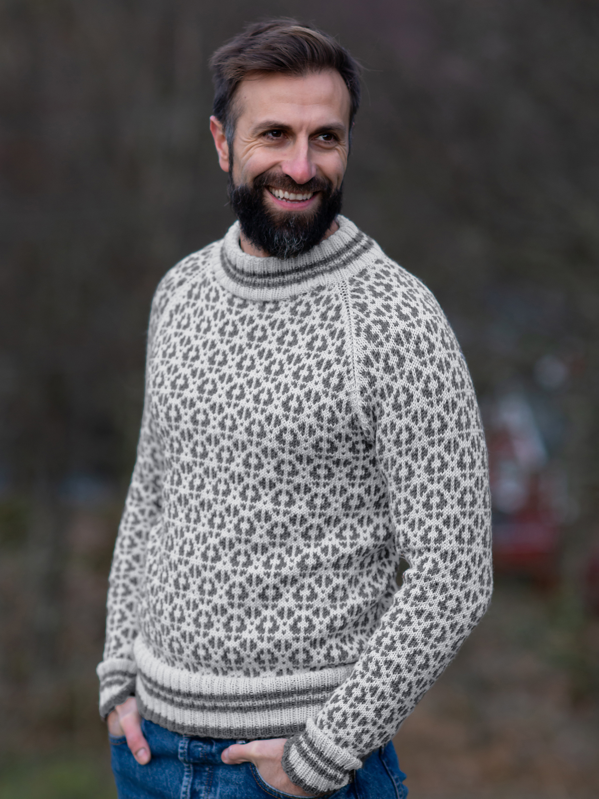 Flokk tröja herr kitt/gråmelerad