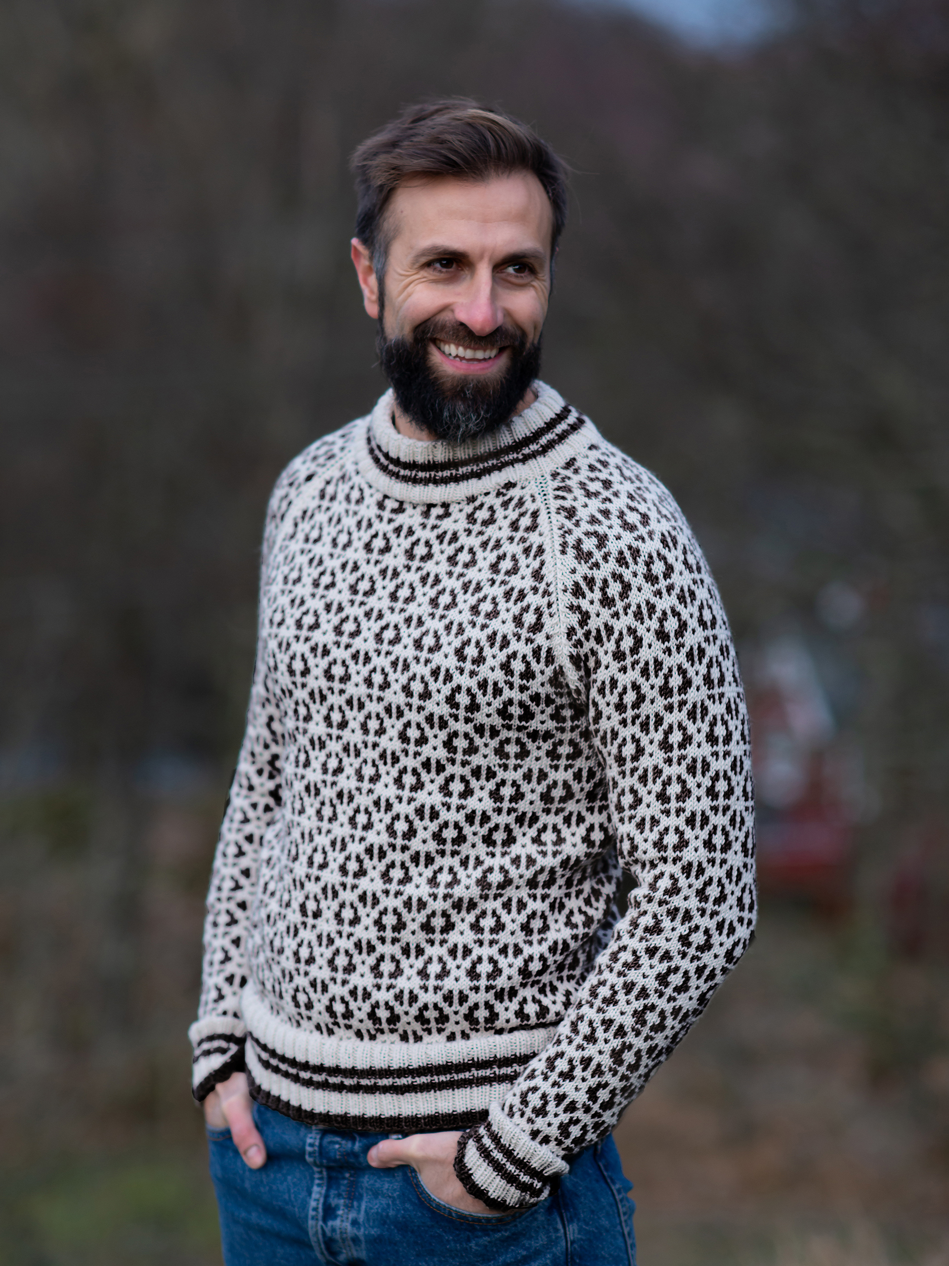 Flokk tröja herr kitt/svart