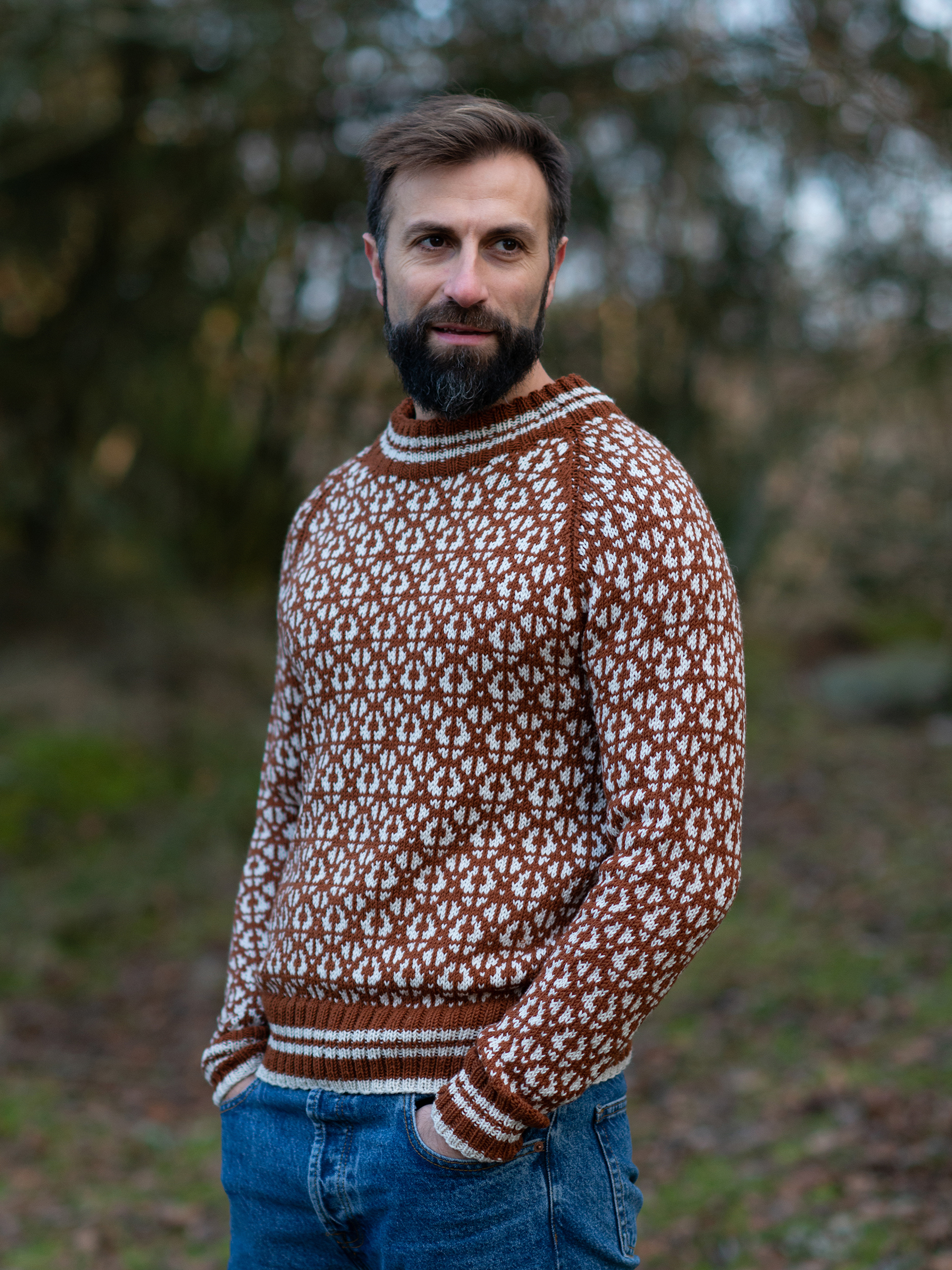 Flokk tröja herr rostbrun/kitt