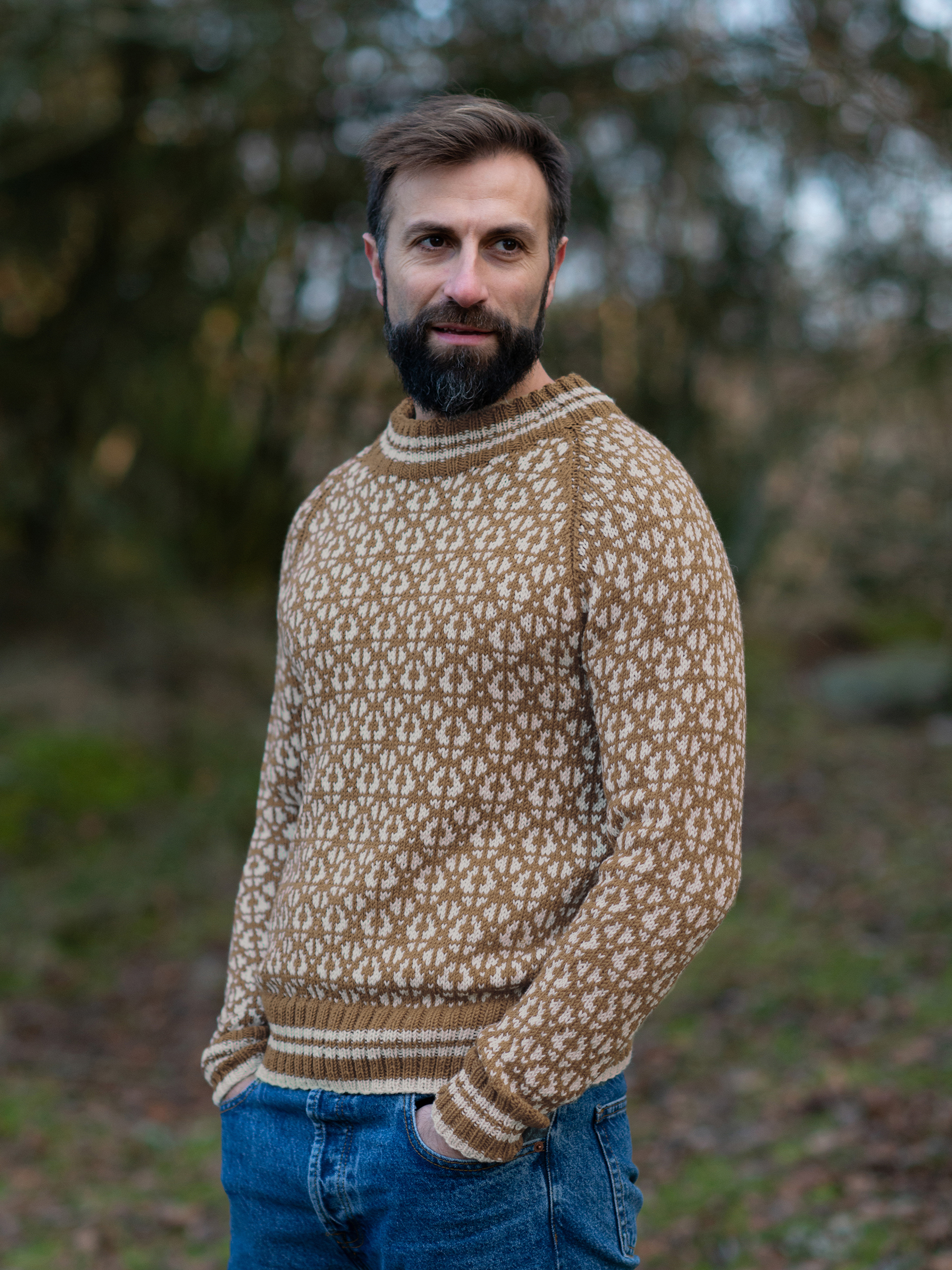 Flokk tröja herr varm beige/kitt