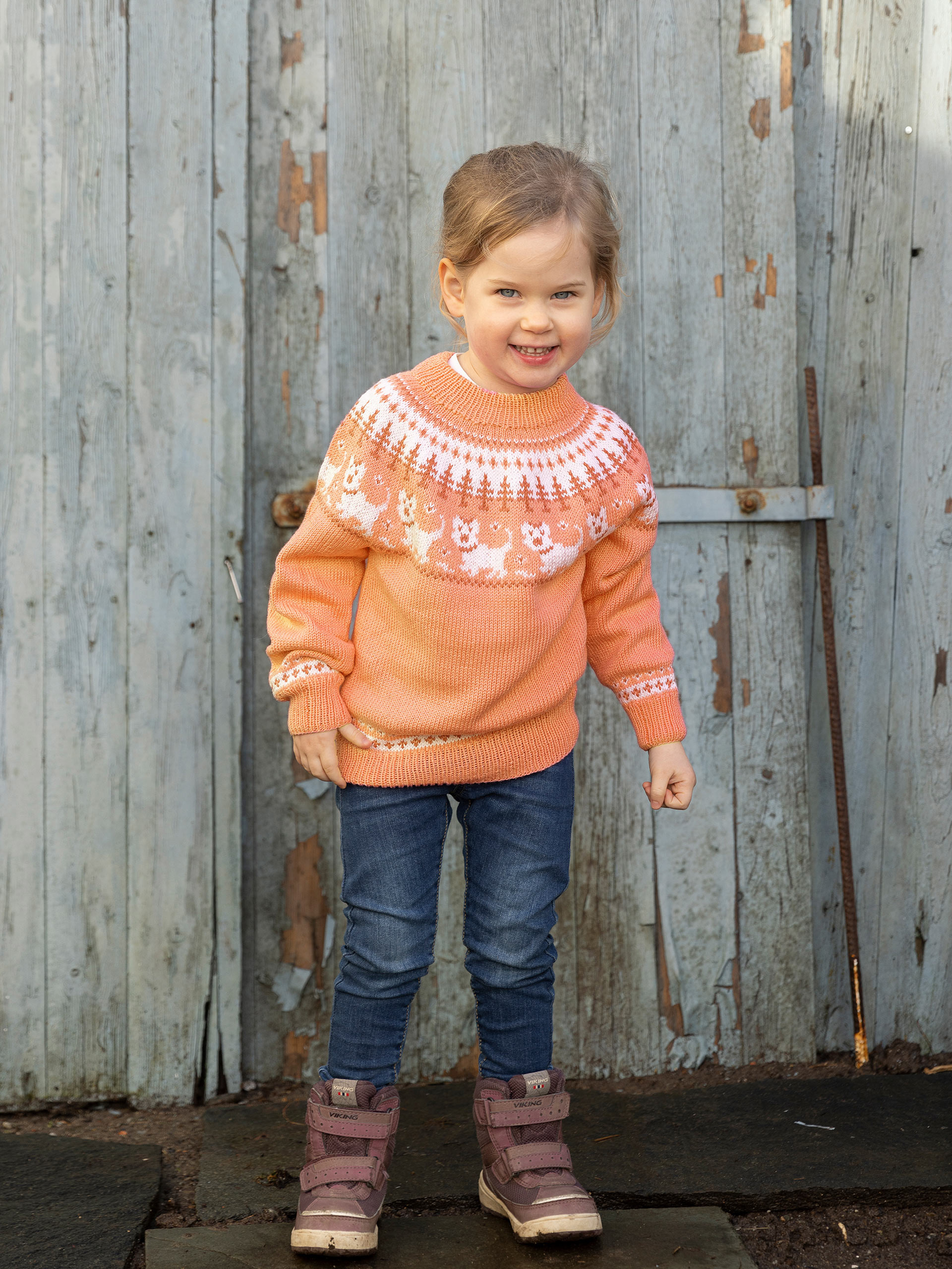 Genser med hunder aprikos