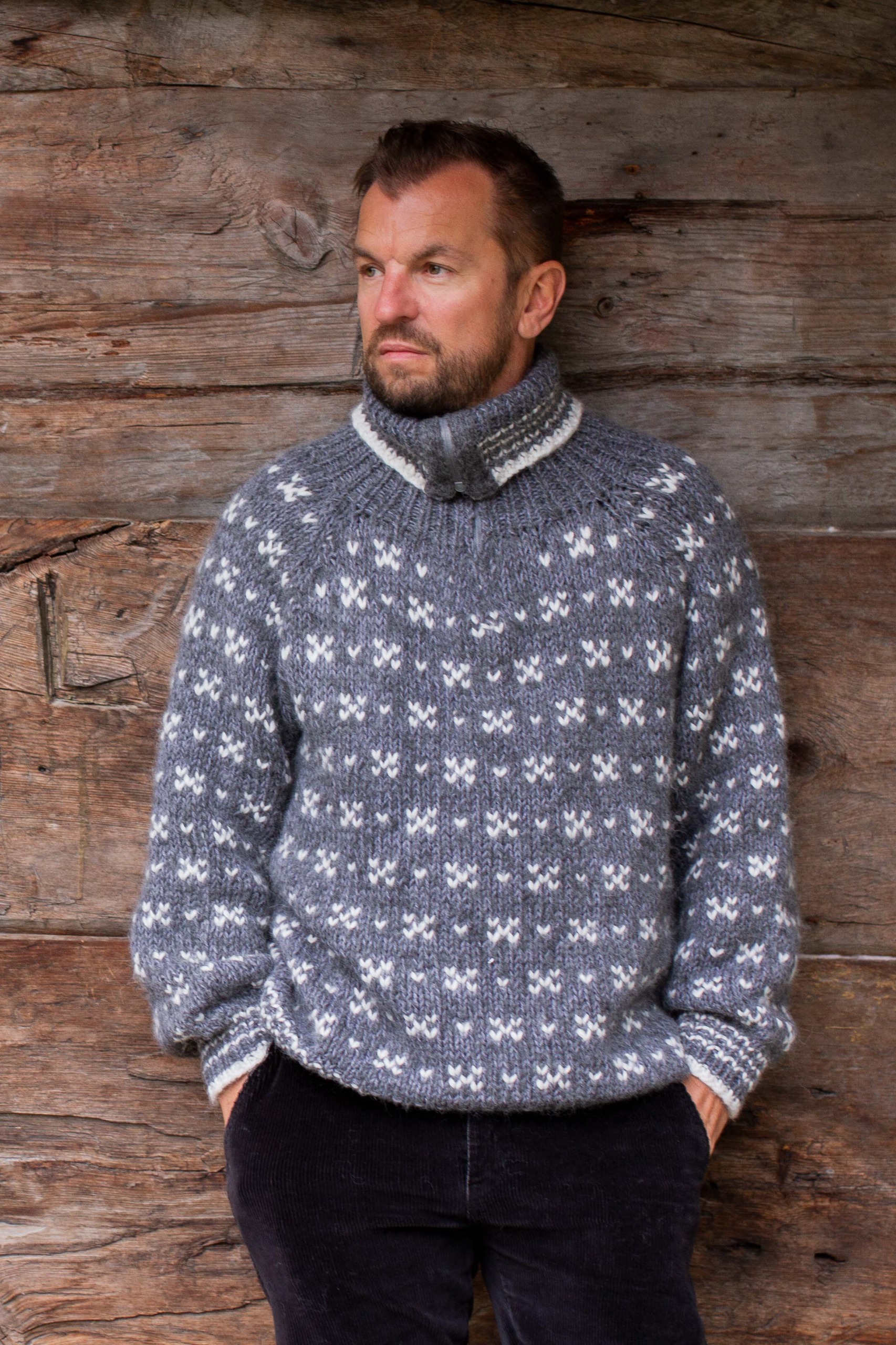 HUSAVIK Zip herrtröja grå