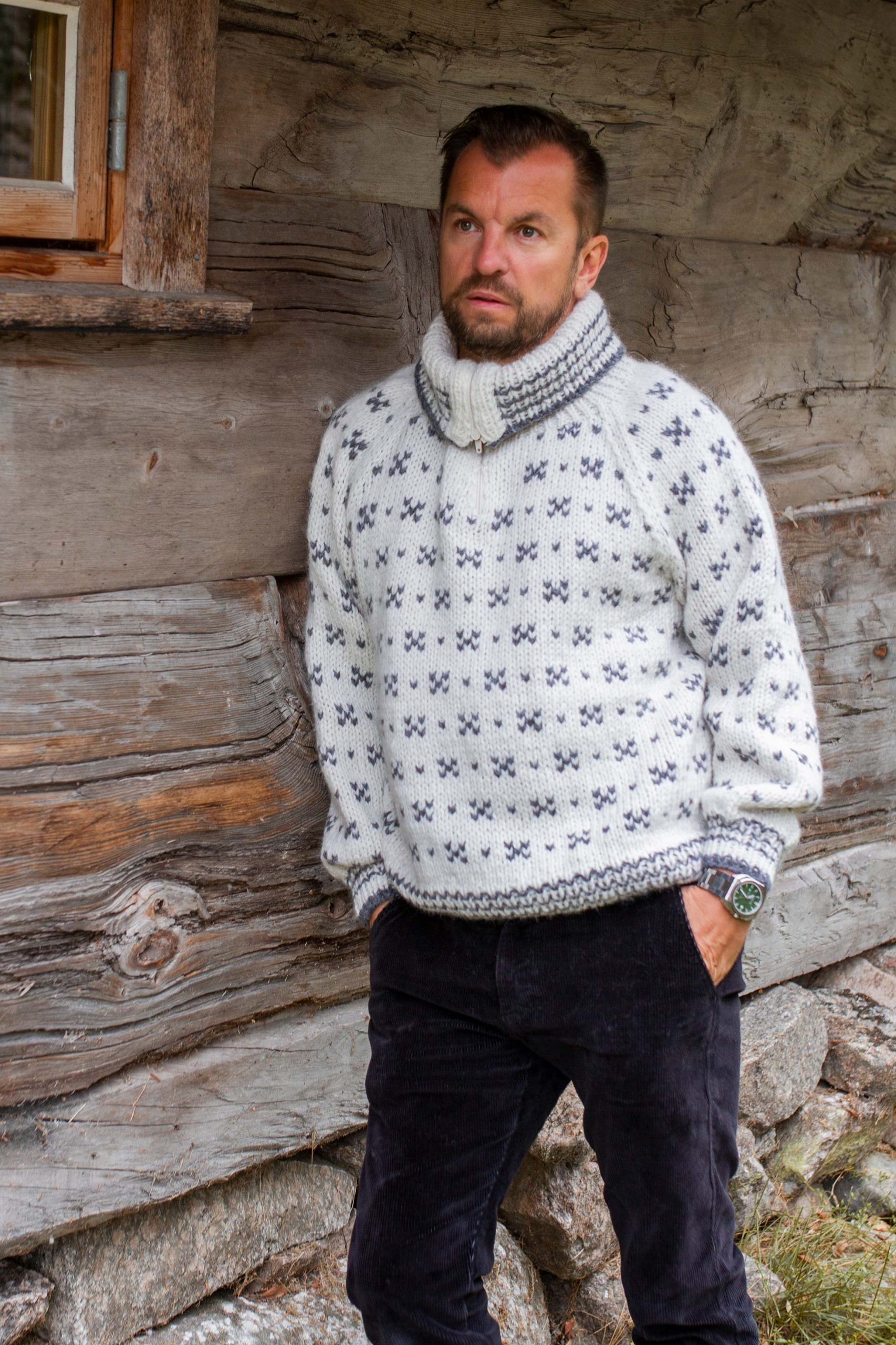 HUSAVIK Zip herrtröja natur