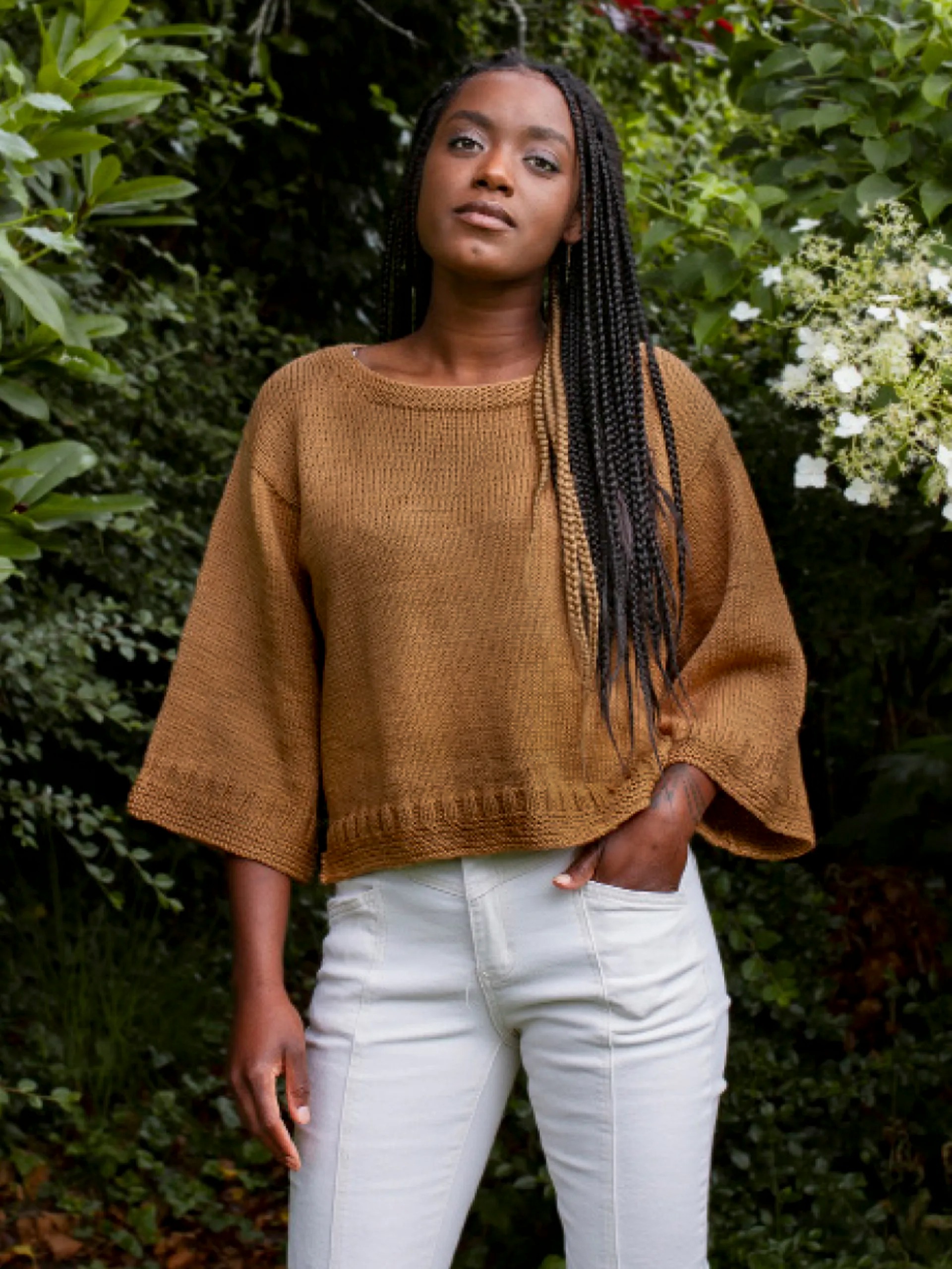 KAMELIA genser lys beigemelert