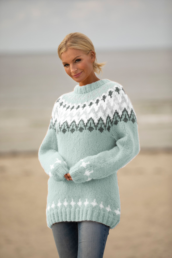 1922-4 Takk tröja ljus petrol