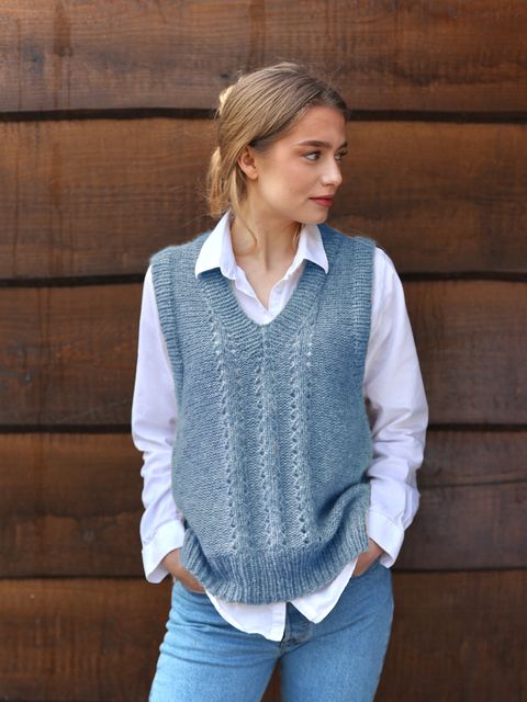 EAST Slipover ljus jeansblå