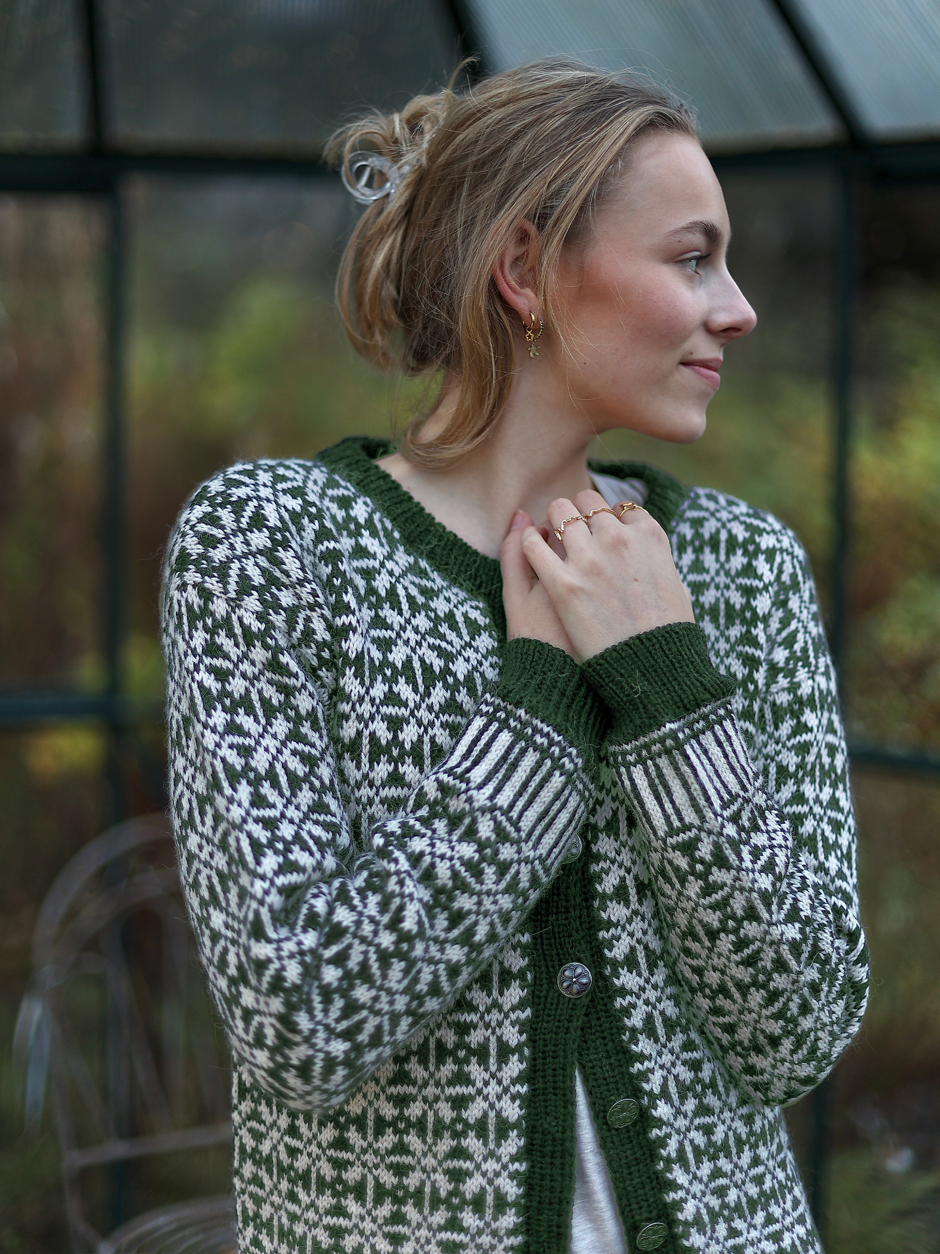 GYDA jacka mörk grön/ljus beige