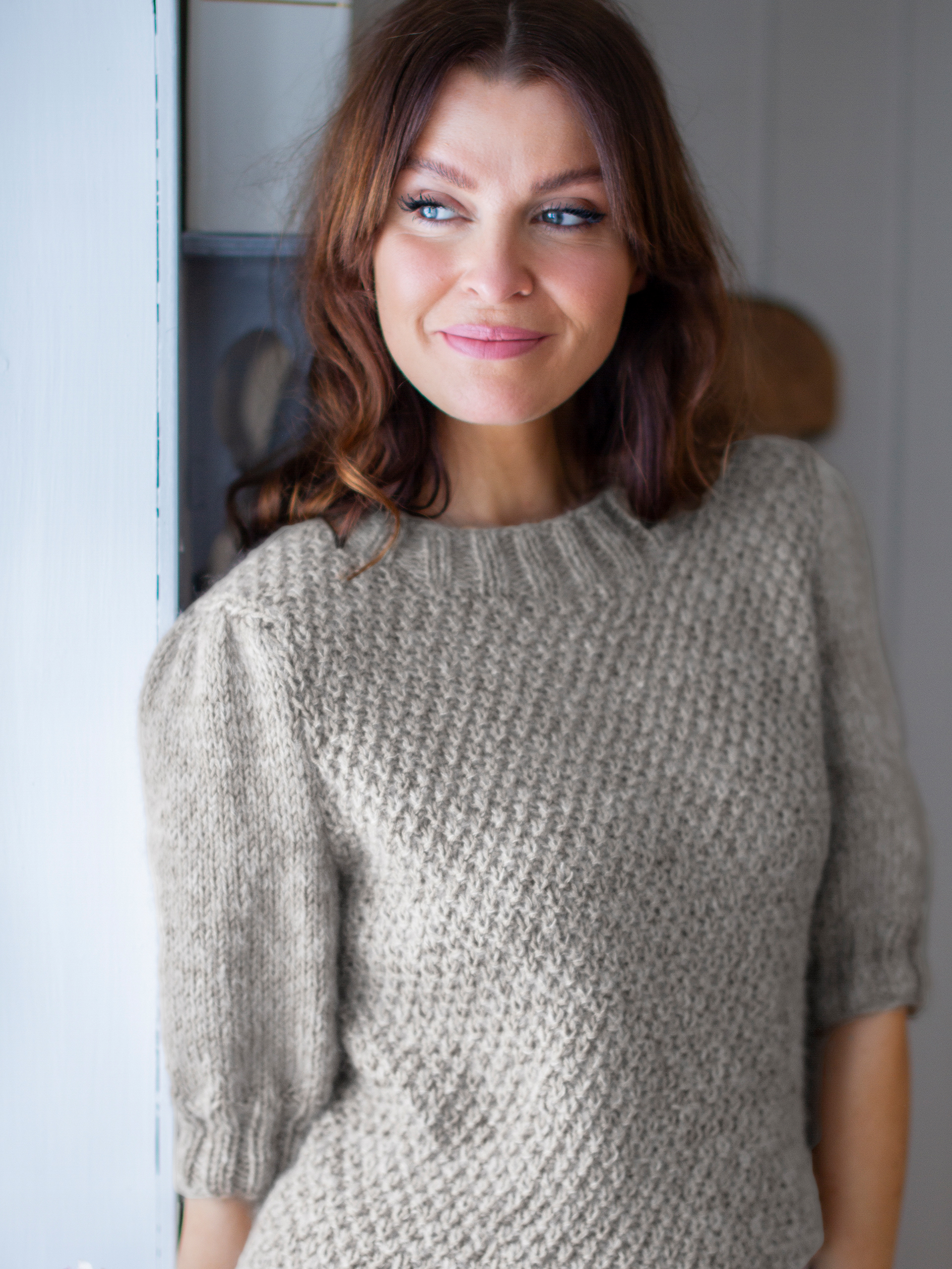 Petunia topp gråbeige melerad