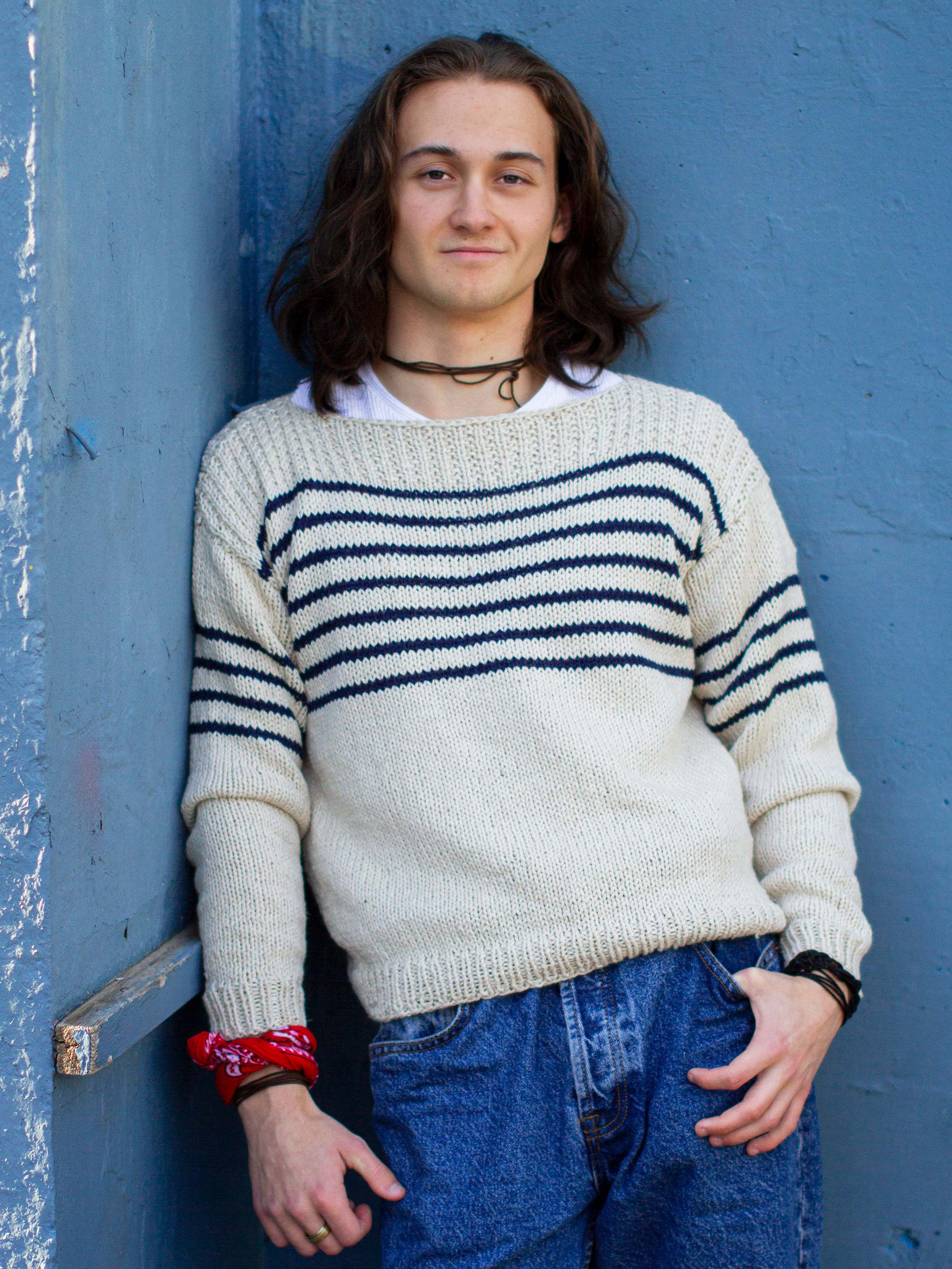 PAUL tröja ljus beige/marin