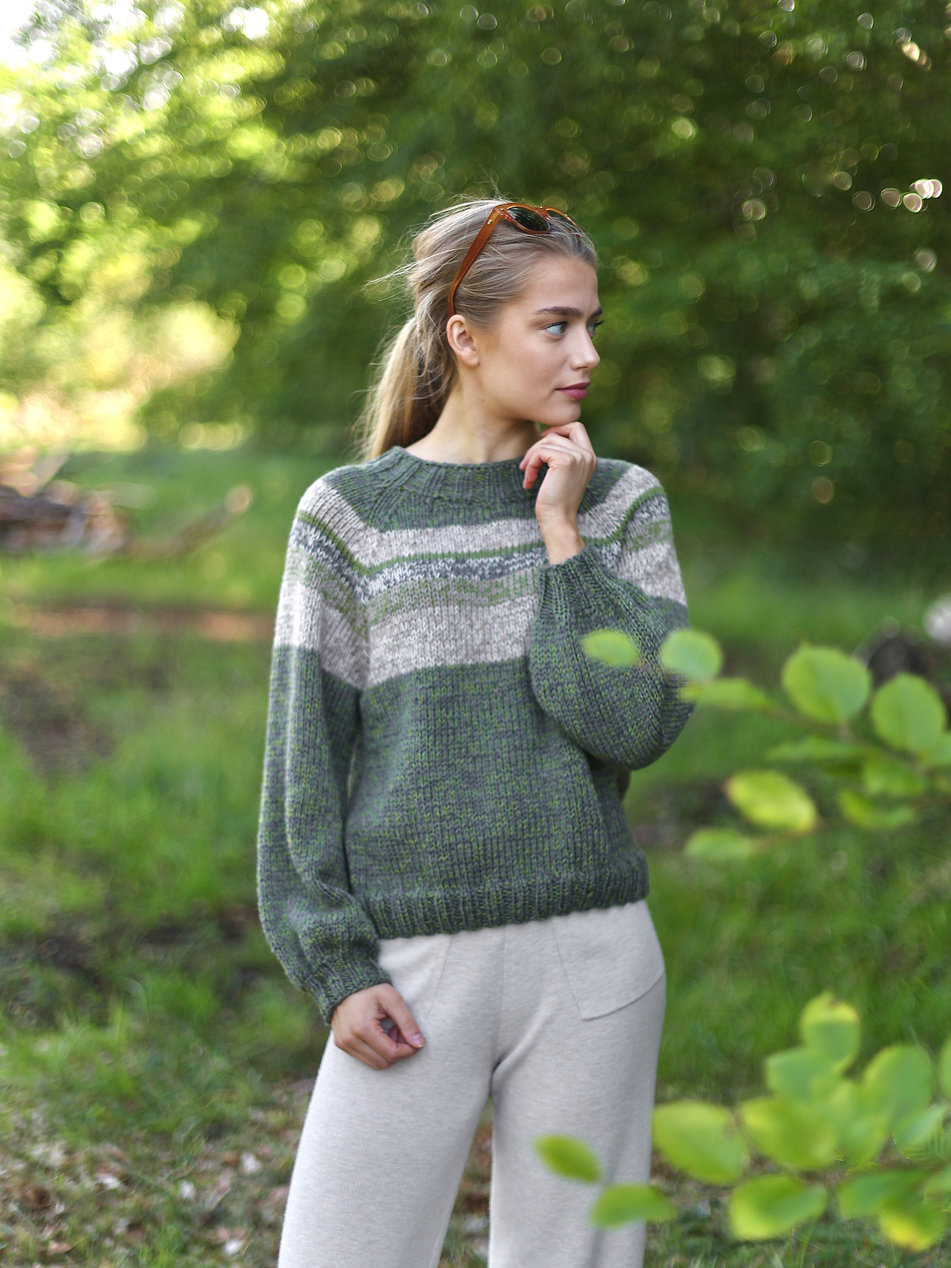 RAW tröja grøn/beige