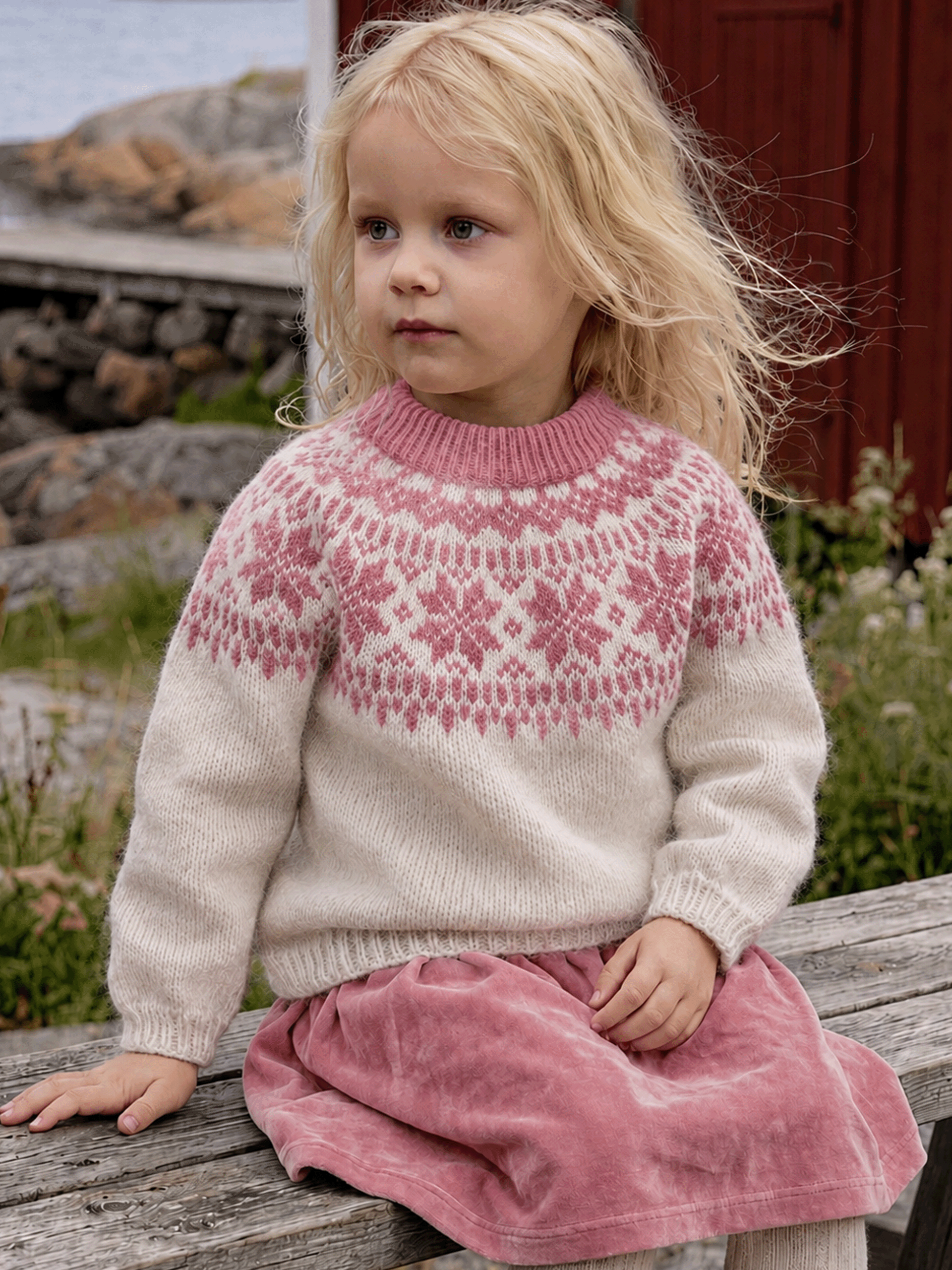 621MS-27f Chunky selbu tröja mini (Dream)
