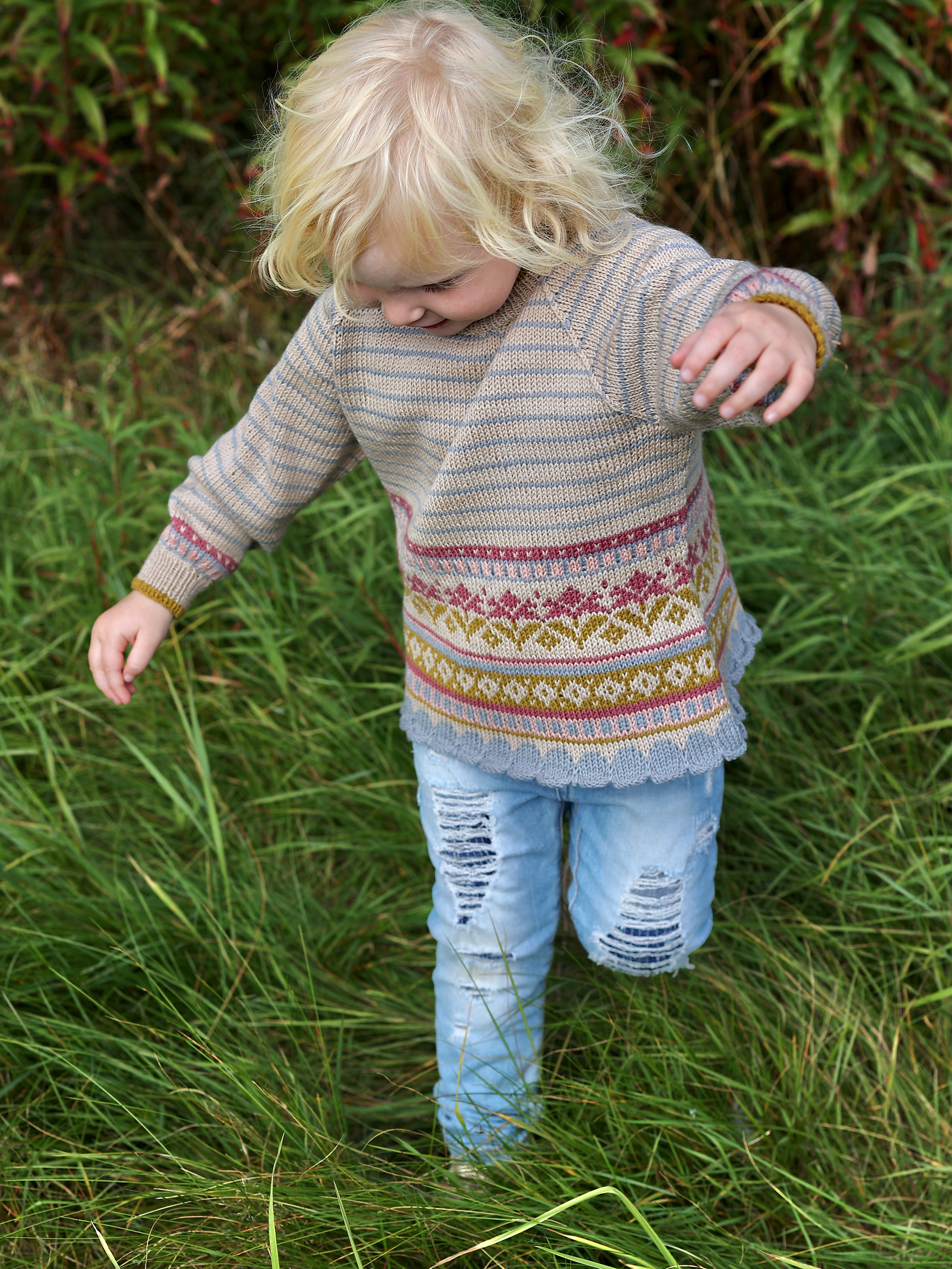 SORIA barntröja beige/gråblå