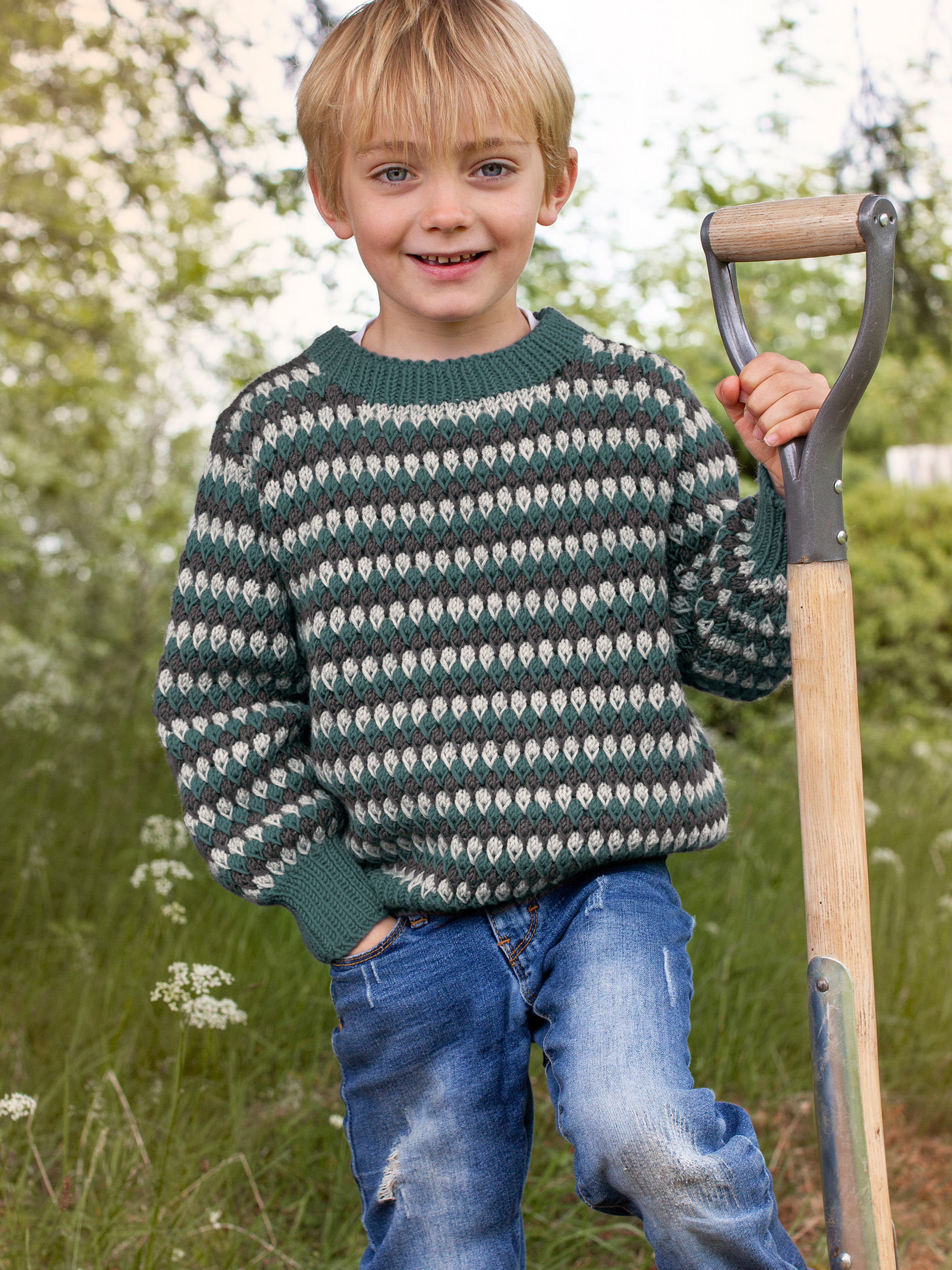 STAVA tröja ränder grågrønn