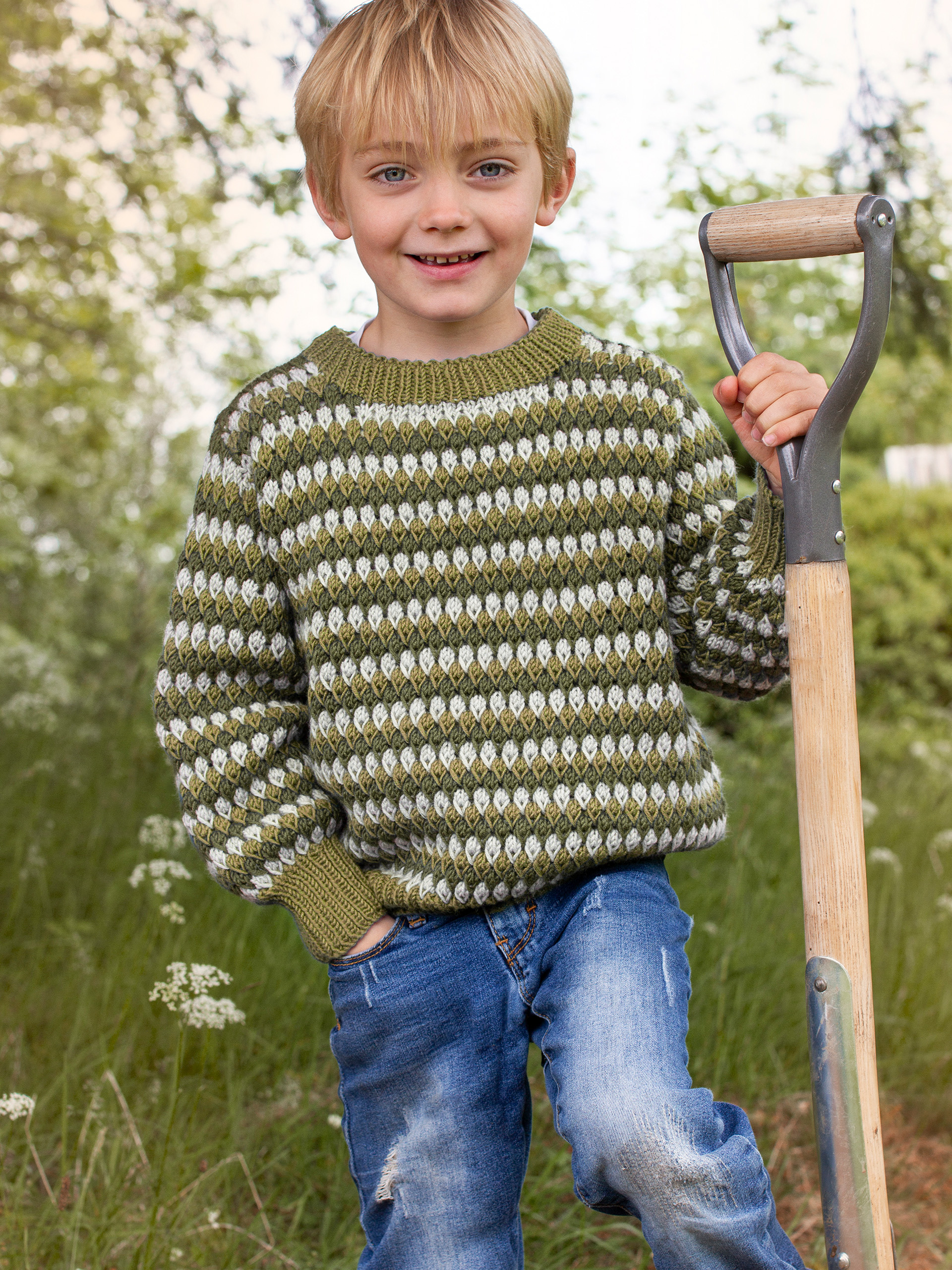 STAVA tröja ränder gulgrønn